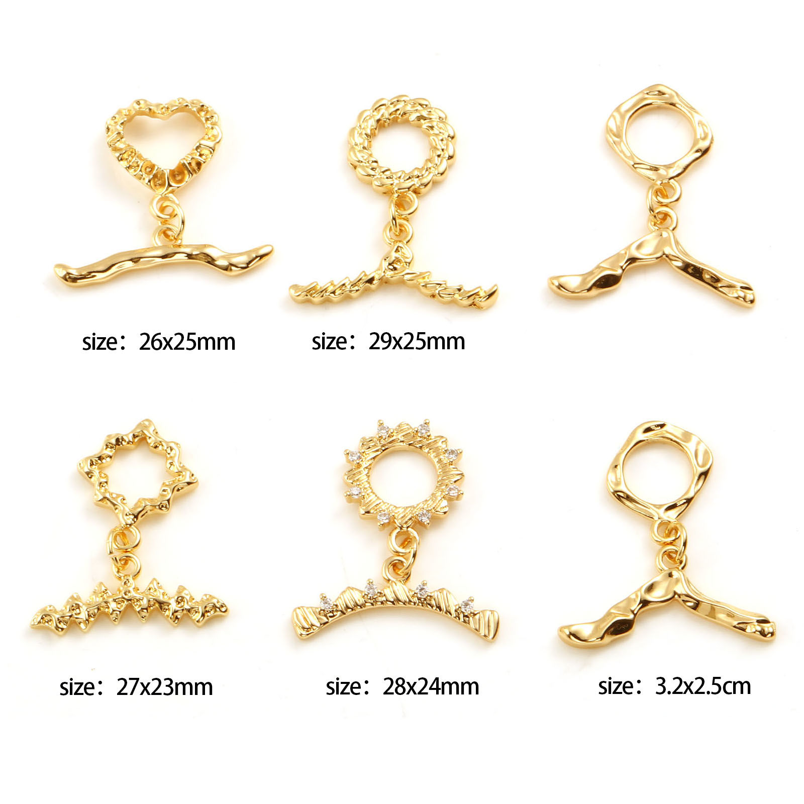 Bild von Messing Knebelverschluss 18K Echtgold plattiert 1 Stück