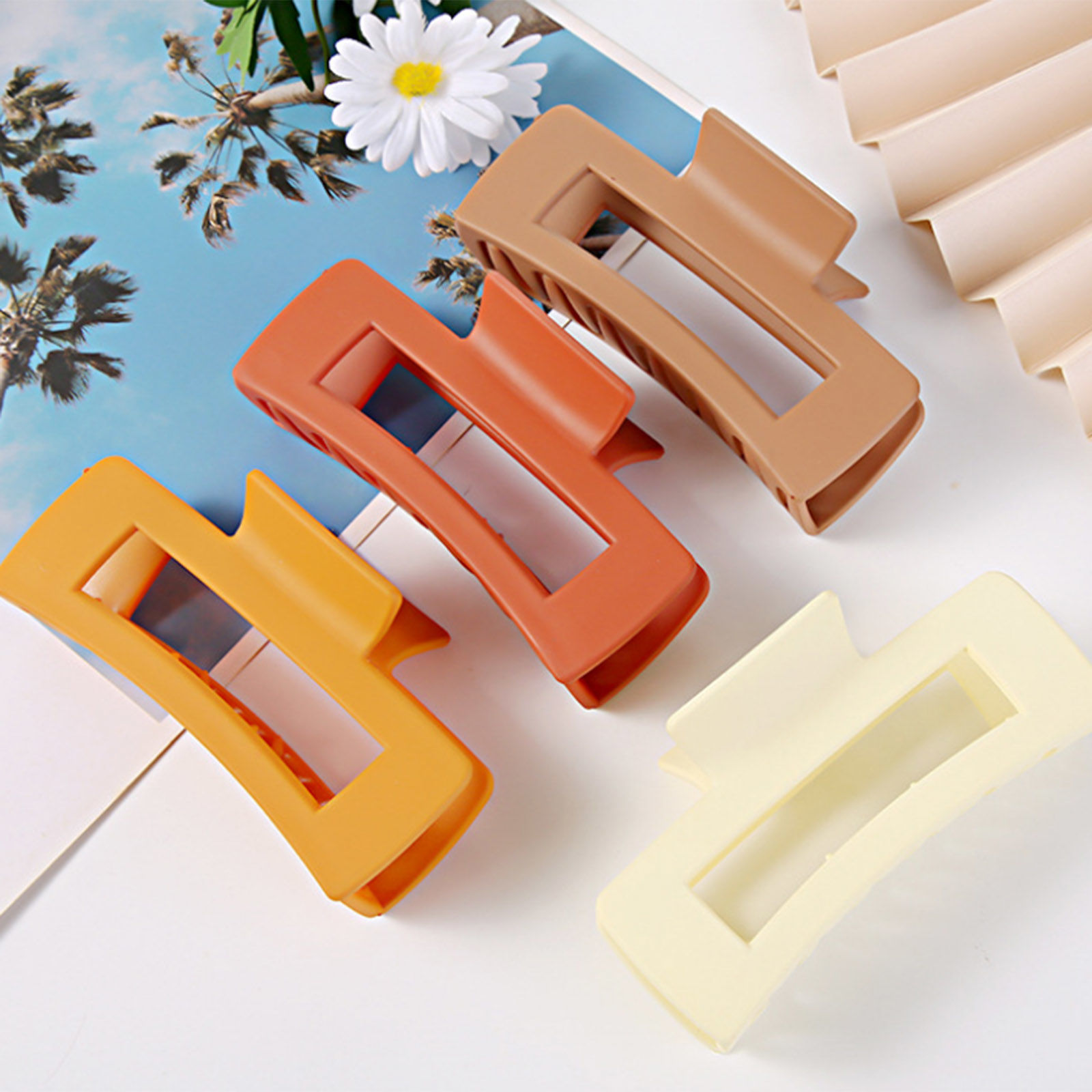 Picture of Plastic Hair Clips Multicolor Rectangle Frosted 1 Piece