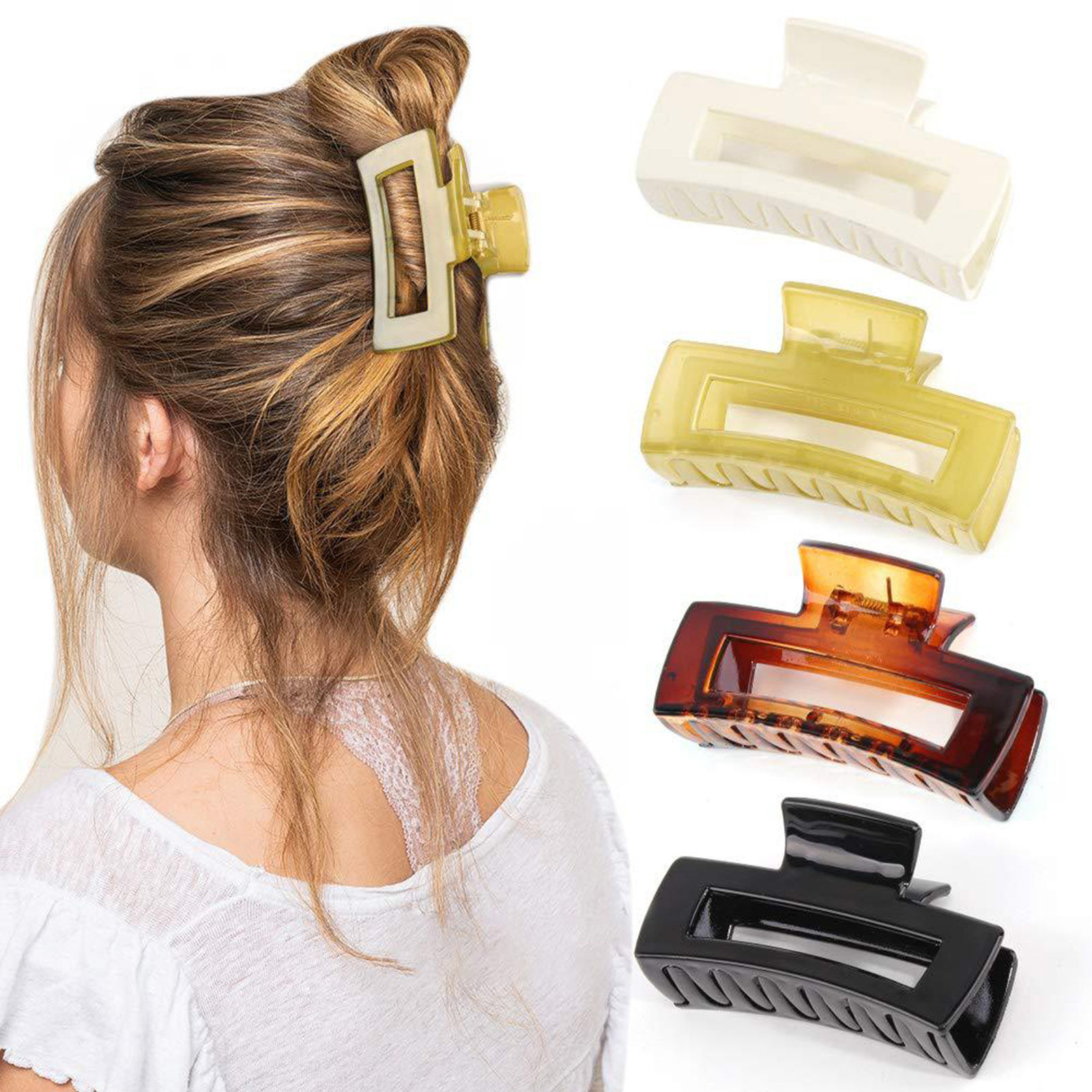 Picture of Plastic Hair Clips Multicolor Rectangle Frosted 1 Piece