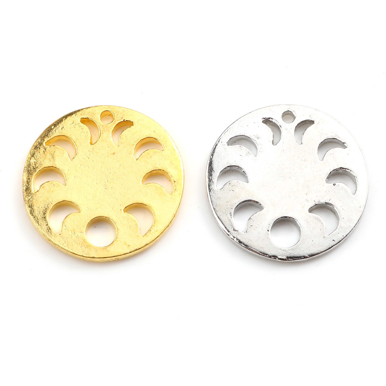 Image de Breloques Galaxie en Alliage de Zinc Éclipse de Lune Multicolore Rond 20mm Dia, 10 Pcs