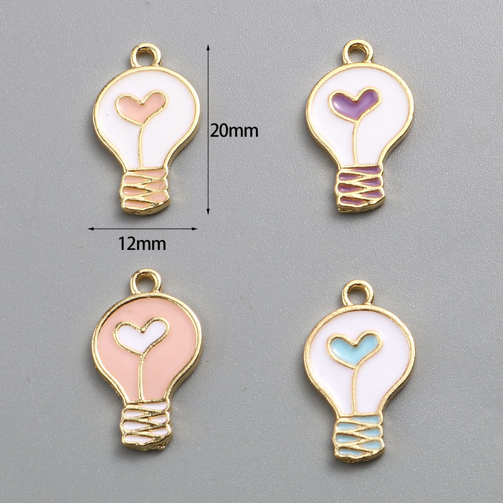 Image de Breloques La Saint Valentin en Alliage de Zinc Ampoule Doré Multicolore Cœur Émail env. 20mm x 12mm, 10 Pcs