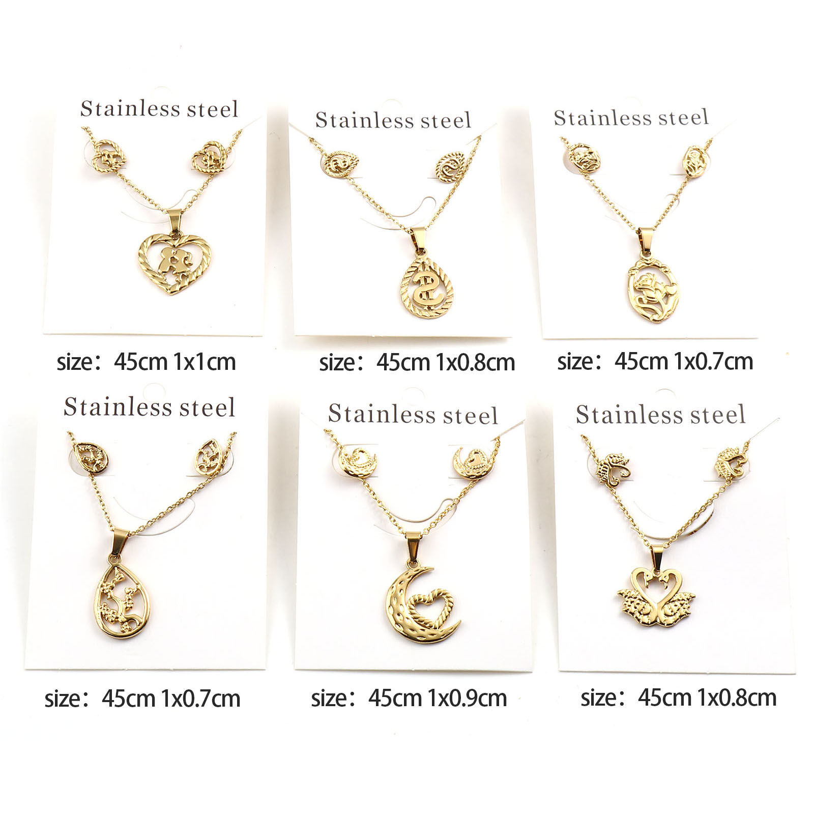 Imagen de 201 Acero Inoxidable Joyería Collar Pendiente Juego Chapado en Oro Post/ Wire Size: (21 gauge), 1 Juego ( 2 Unidades/Juego)