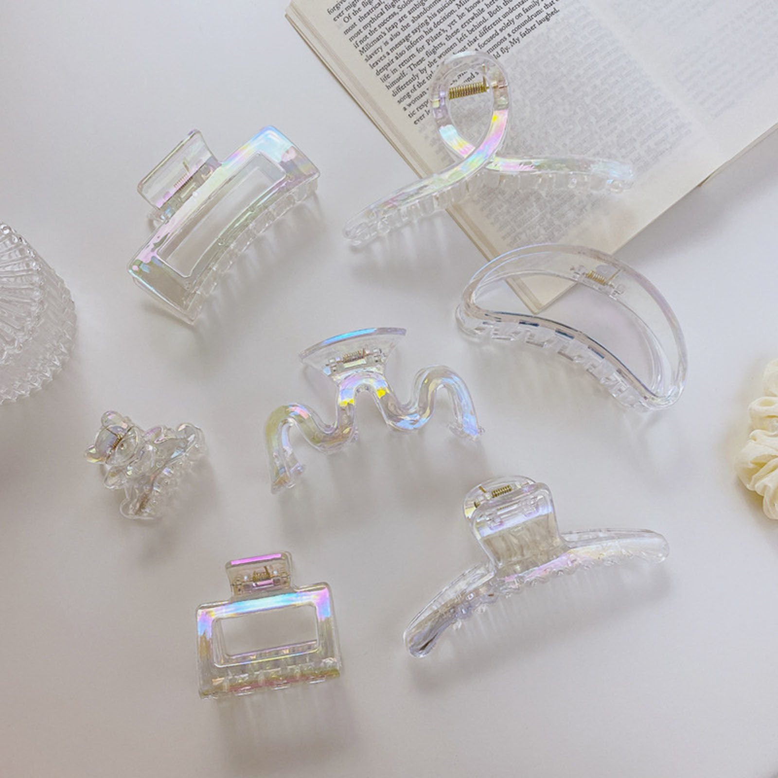 Picture of Plastic Hair Clips Clear AB Color Geometric Transparent 1 Piece