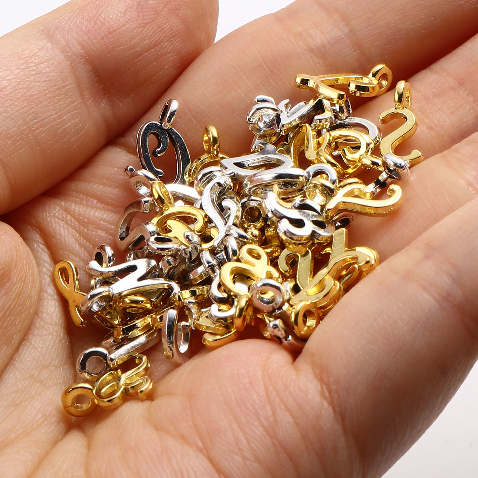 Image de Breloques en Alliage de Zinc Lettre Multicolore 13mm x 9mm, 1 Kit ( 26 Pcs/Kit)