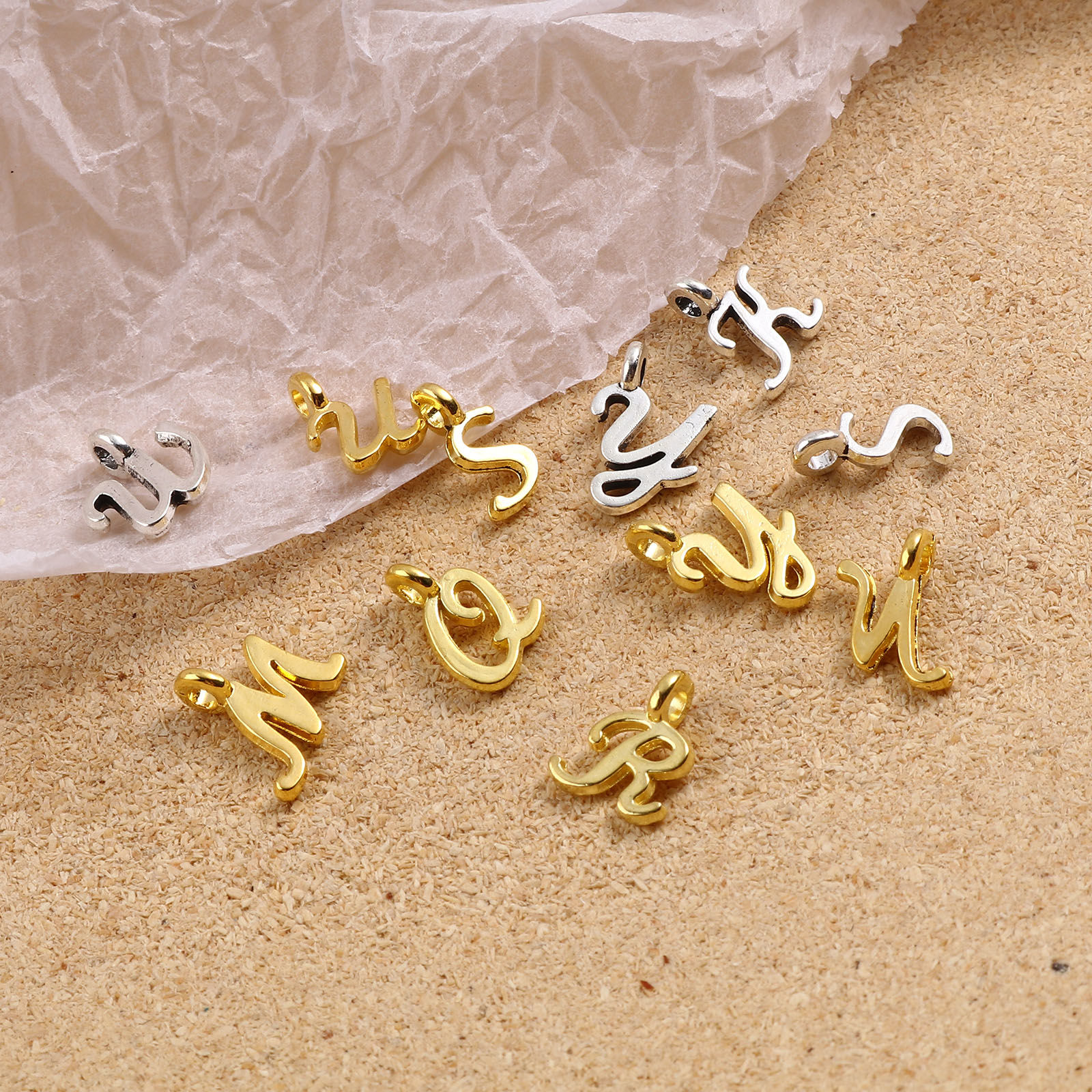 Image de Breloques en Alliage de Zinc Lettre Multicolore 13mm x 9mm, 1 Kit ( 26 Pcs/Kit)