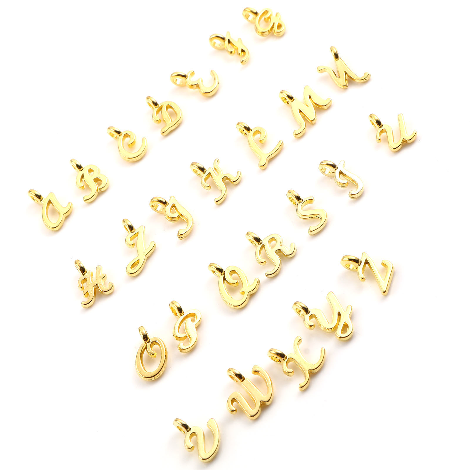 Image de Breloques en Alliage de Zinc Lettre Multicolore 13mm x 9mm, 1 Kit ( 26 Pcs/Kit)