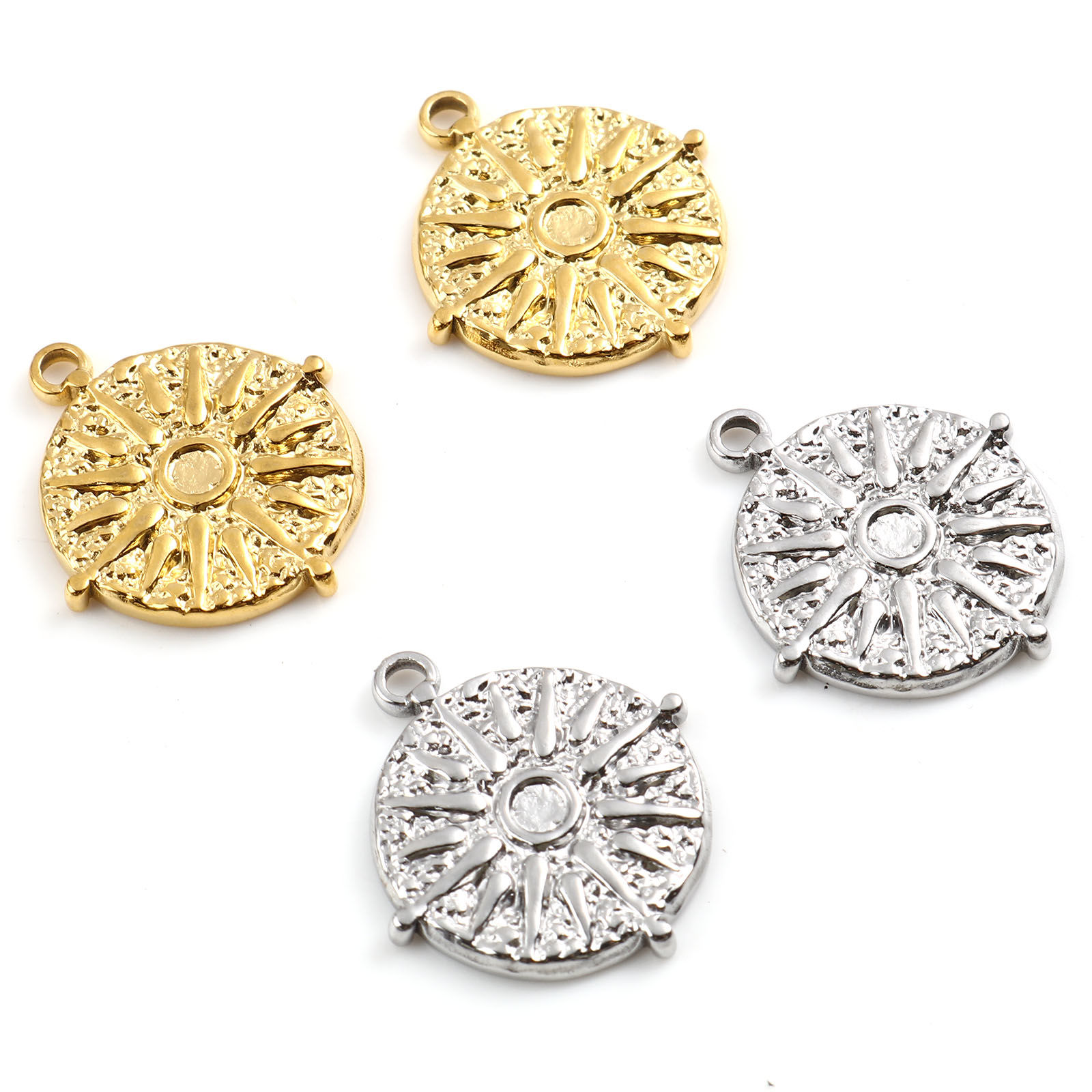 Picture of Stainless Steel Galaxy Charms Round Disc Multicolor Sun 22mm x 20mm, 1 Piece