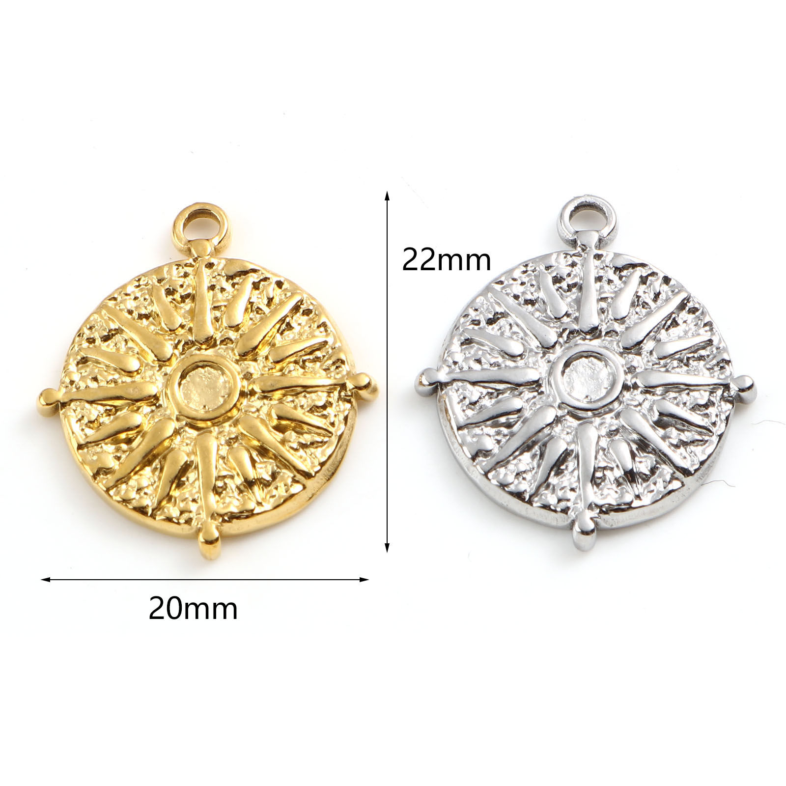 Picture of Stainless Steel Galaxy Charms Round Disc Multicolor Sun 22mm x 20mm, 1 Piece