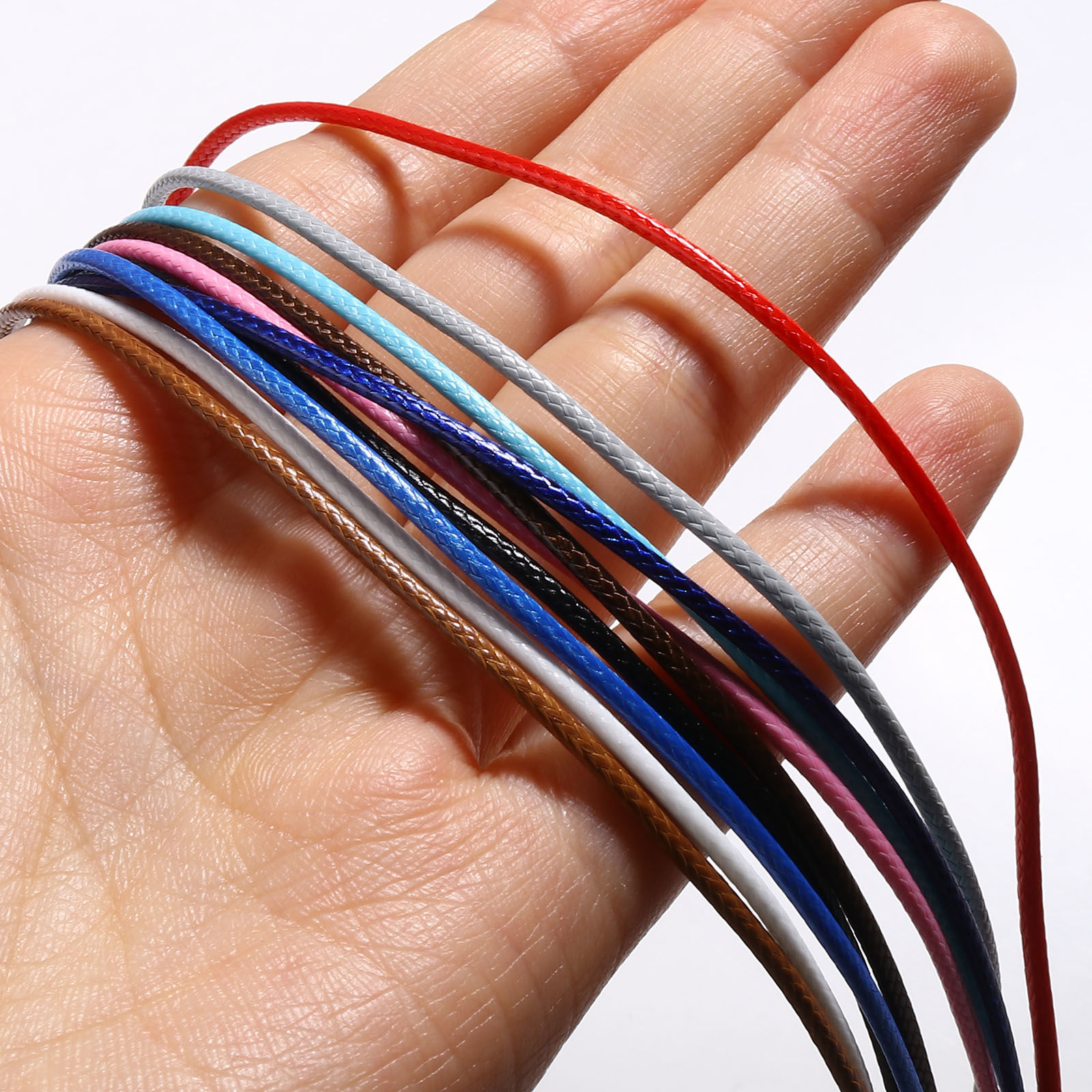 Imagen de Collar de Cuerda Trenzada Cera Corea + Poliéster ,Multicolor y45cm de longitud, 20 Unidades