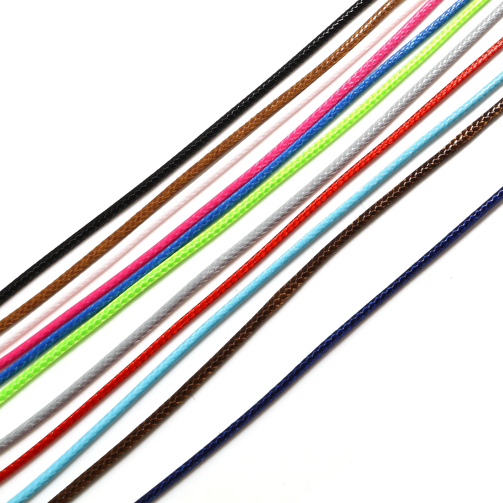 Imagen de Collar de Cuerda Trenzada Cera Corea + Poliéster ,Multicolor y45cm de longitud, 20 Unidades