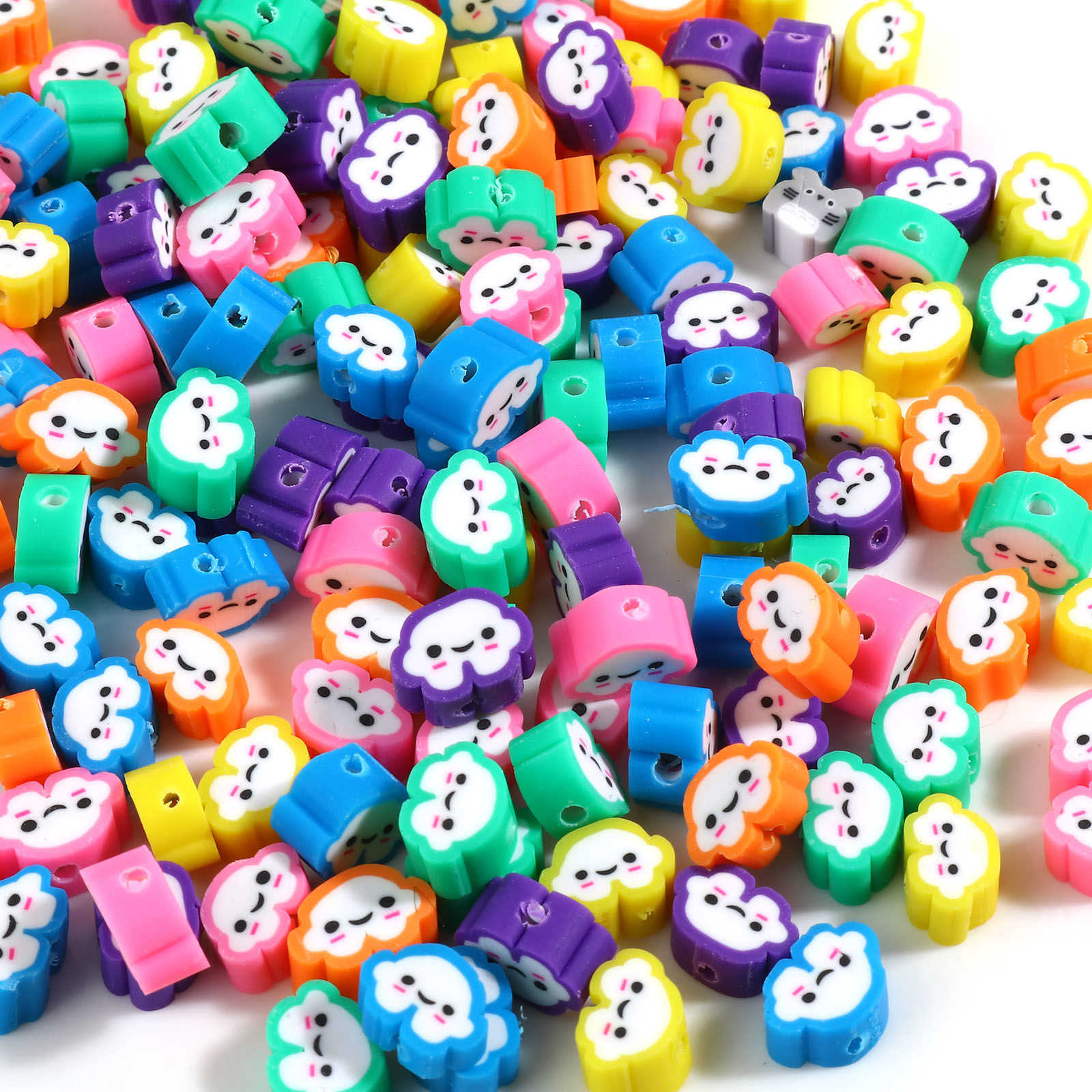 Picture of Polymer Clay Weather Collection Beads Cloud Multicolor About 10mm x 7mm, Hole: Approx 2.1mm, 100 PCs