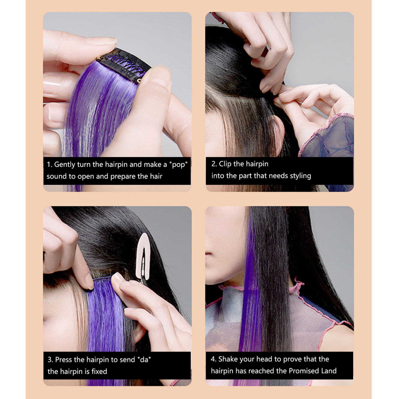 Imagen de Plástico Extensión del pelo Multicolor 50cm, 1 Hoja