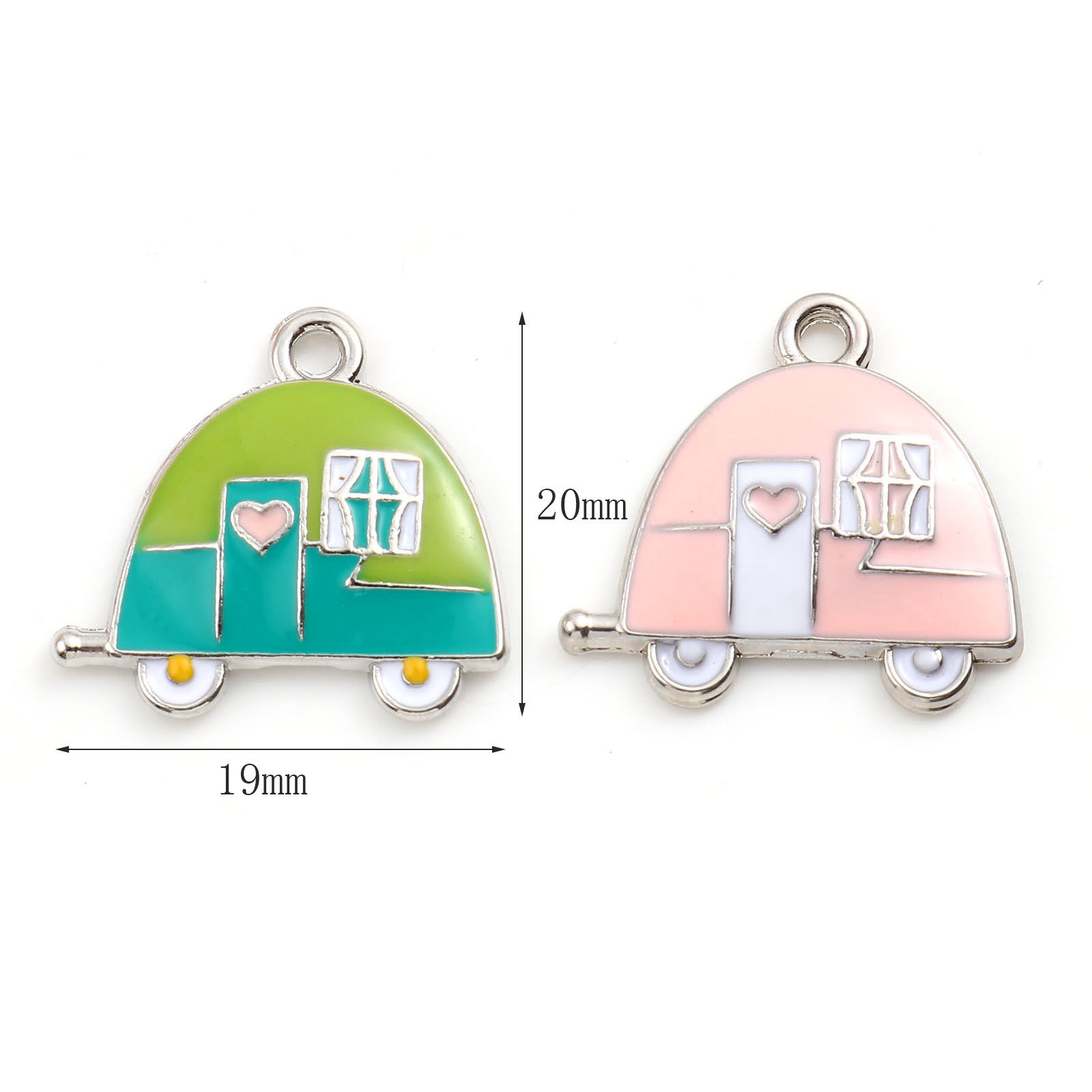 Picture of Zinc Based Alloy Transport Charms Car Silver Tone Multicolor Enamel 20mm x 19mm, 5 PCs