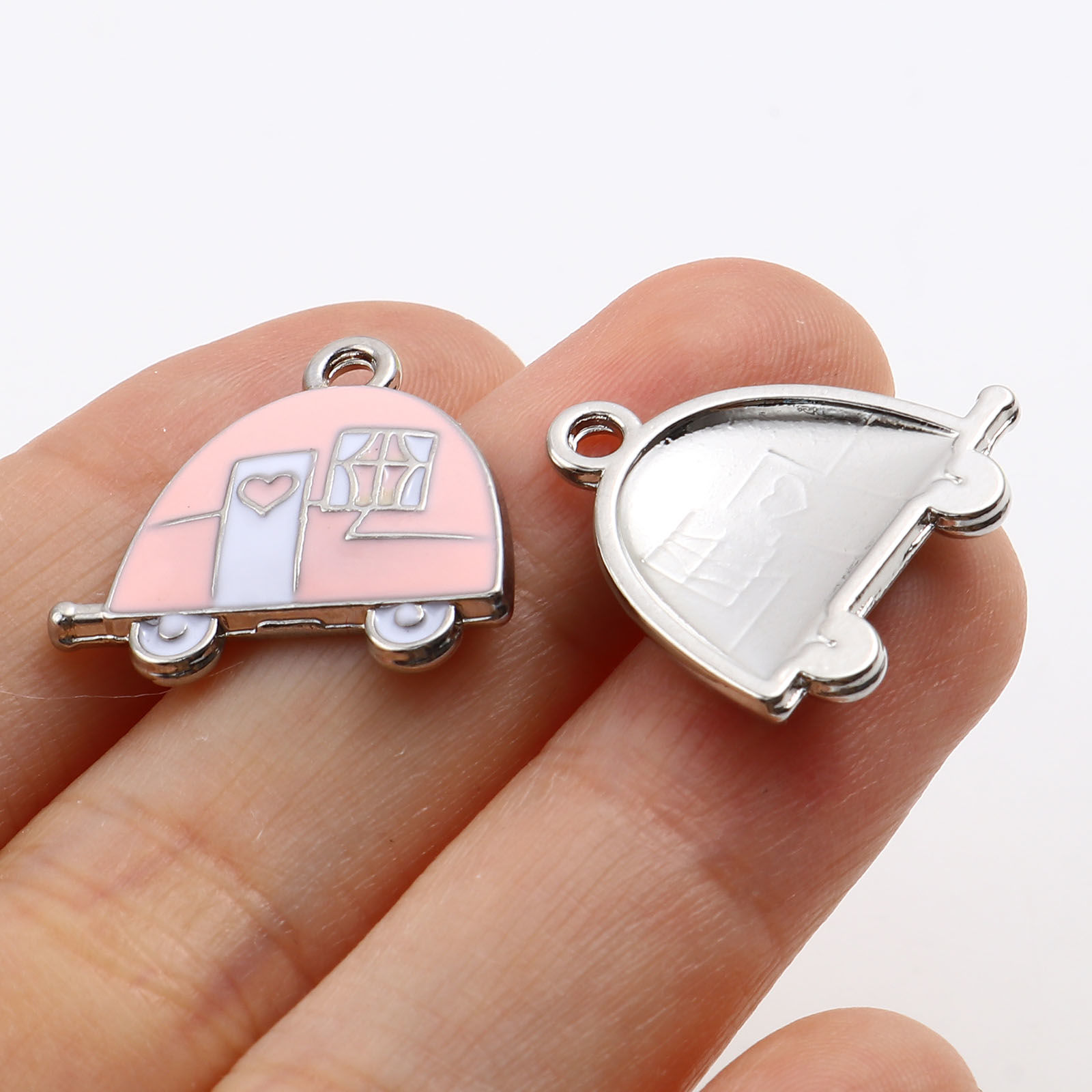 Picture of Zinc Based Alloy Transport Charms Car Silver Tone Multicolor Enamel 20mm x 19mm, 5 PCs