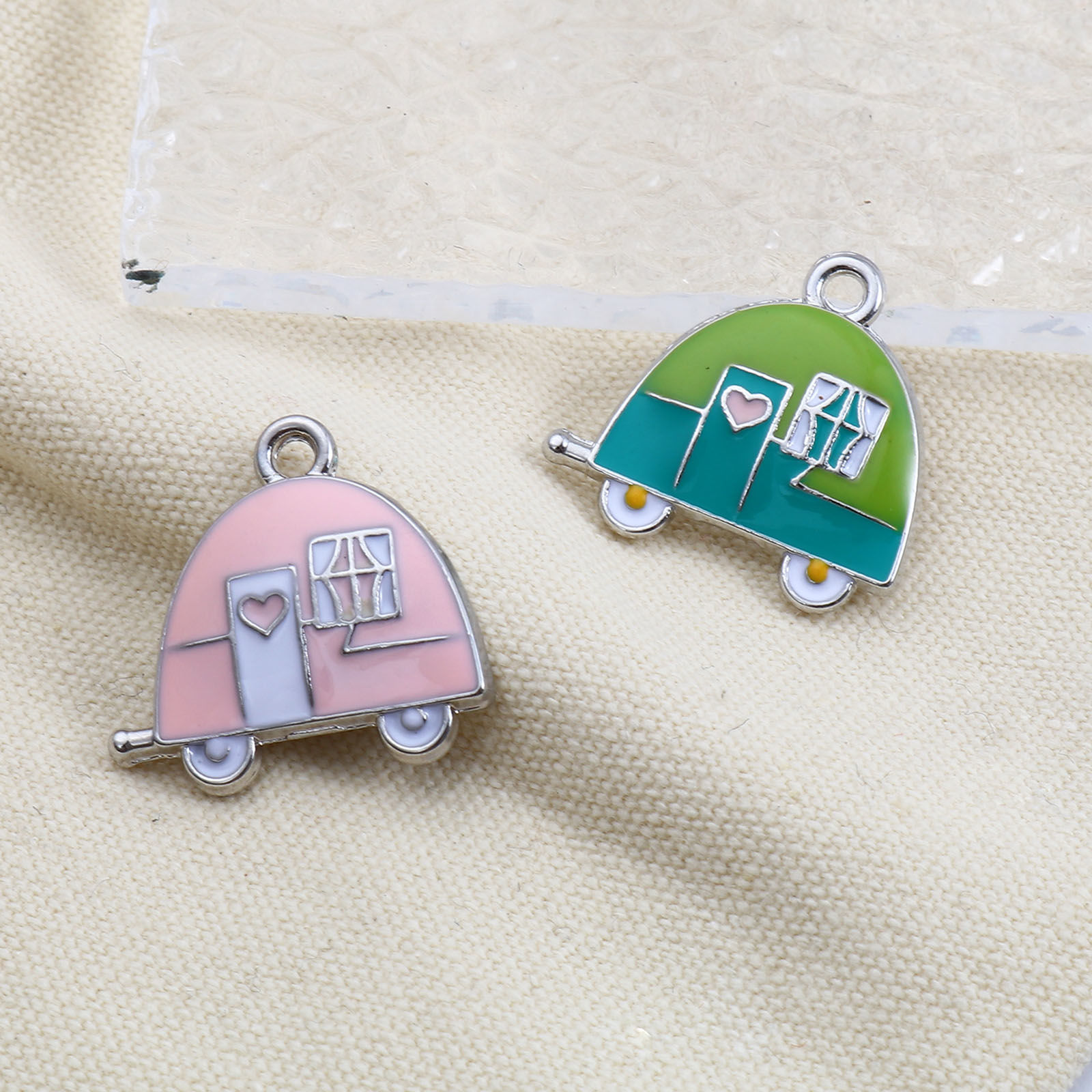Picture of Zinc Based Alloy Transport Charms Car Silver Tone Multicolor Enamel 20mm x 19mm, 5 PCs