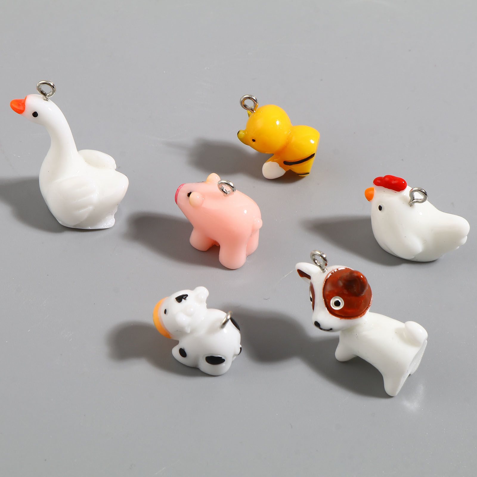 Picture of Resin Charms Animal Silver Tone Multicolor 10 PCs
