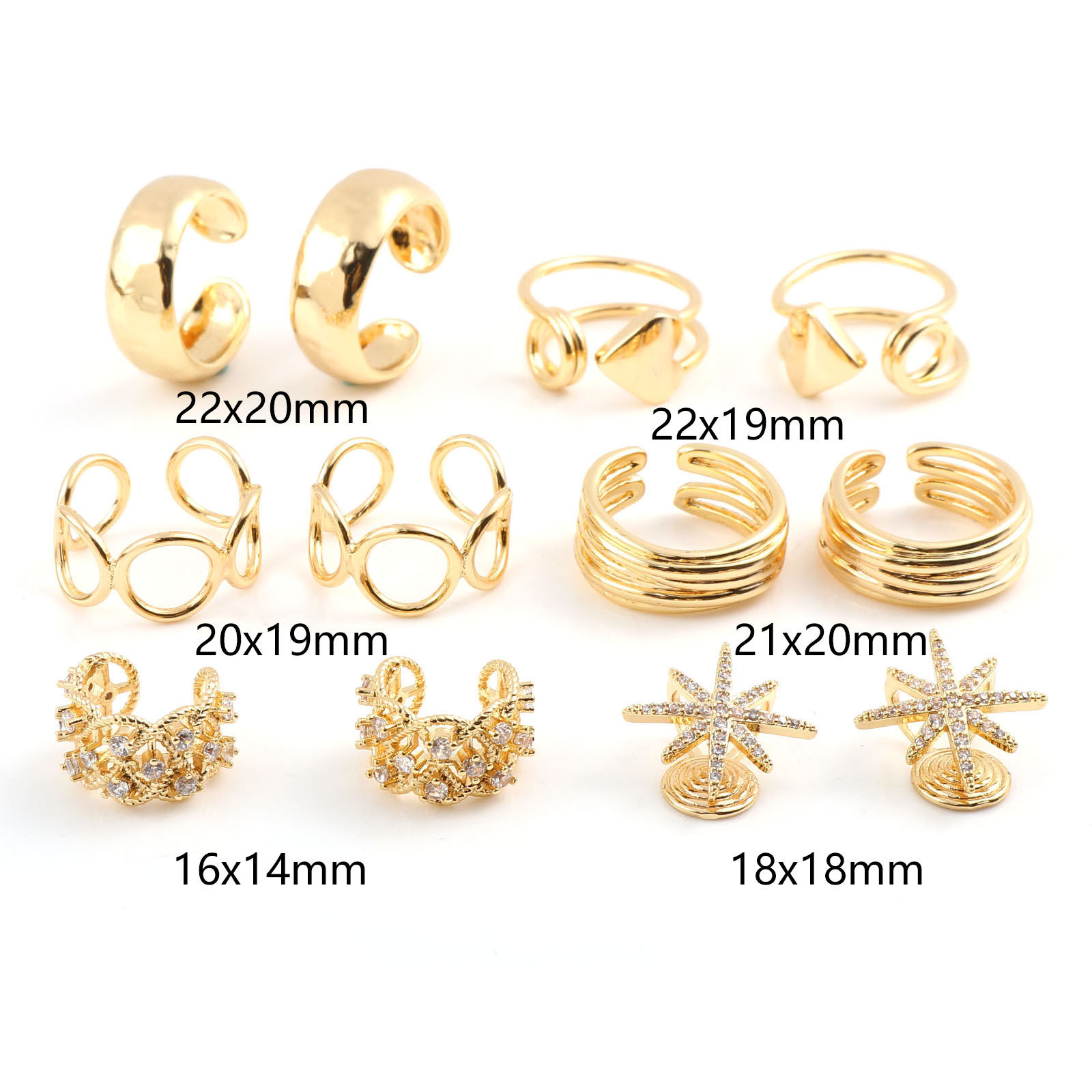 Picture of Copper Ear Cuffs Clip Wrap Earrings 18K Real Gold Plated C Shape 1 Piece