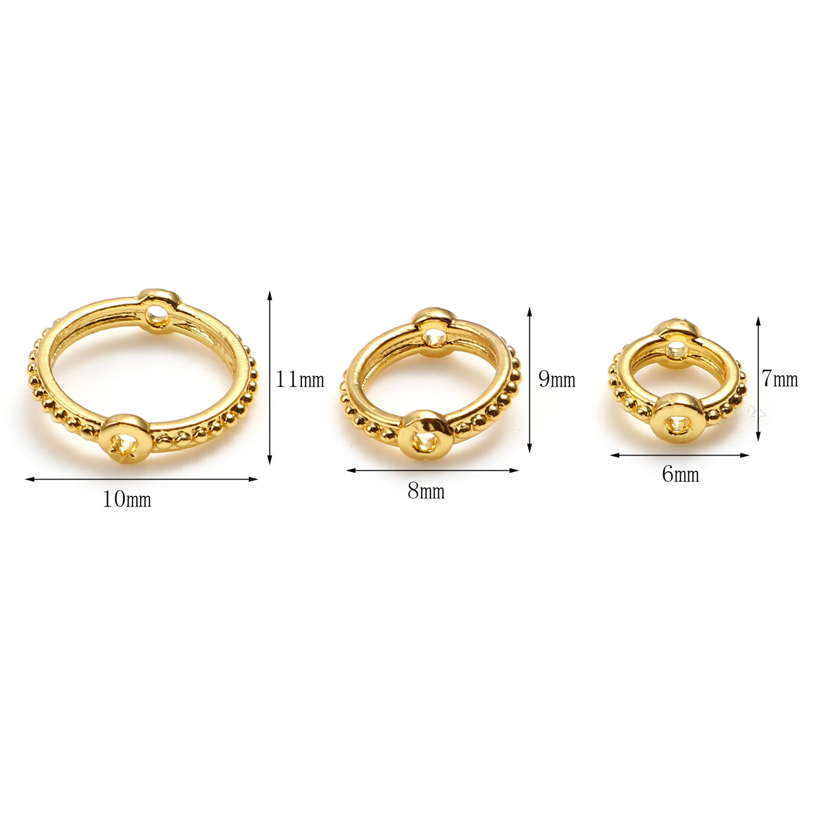 Picture of Brass Beads Frames 18K Real Gold Plated Circle Ring 2 PCs