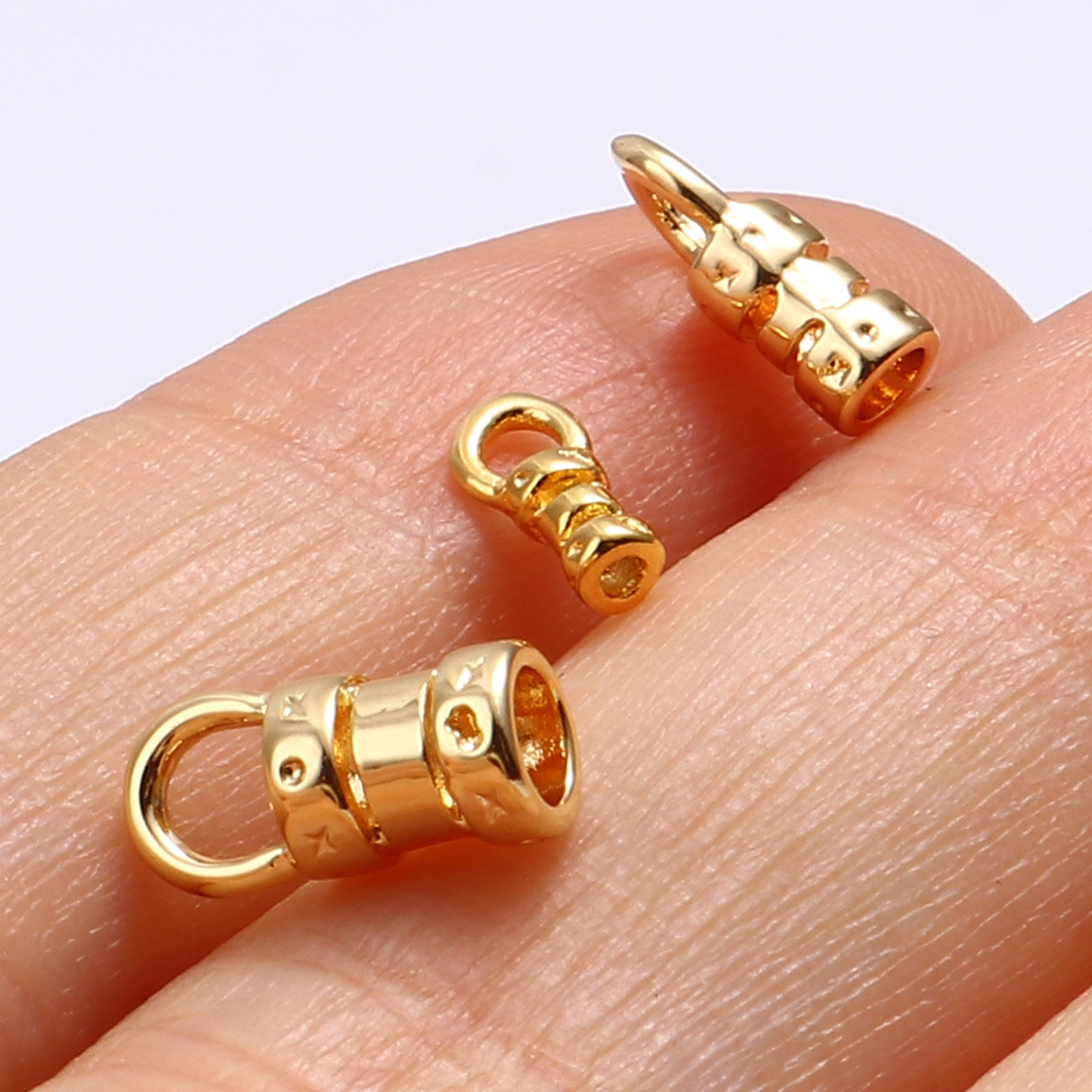 Picture of Brass End Caps 18K Real Gold Plated Cylinder 2 PCs