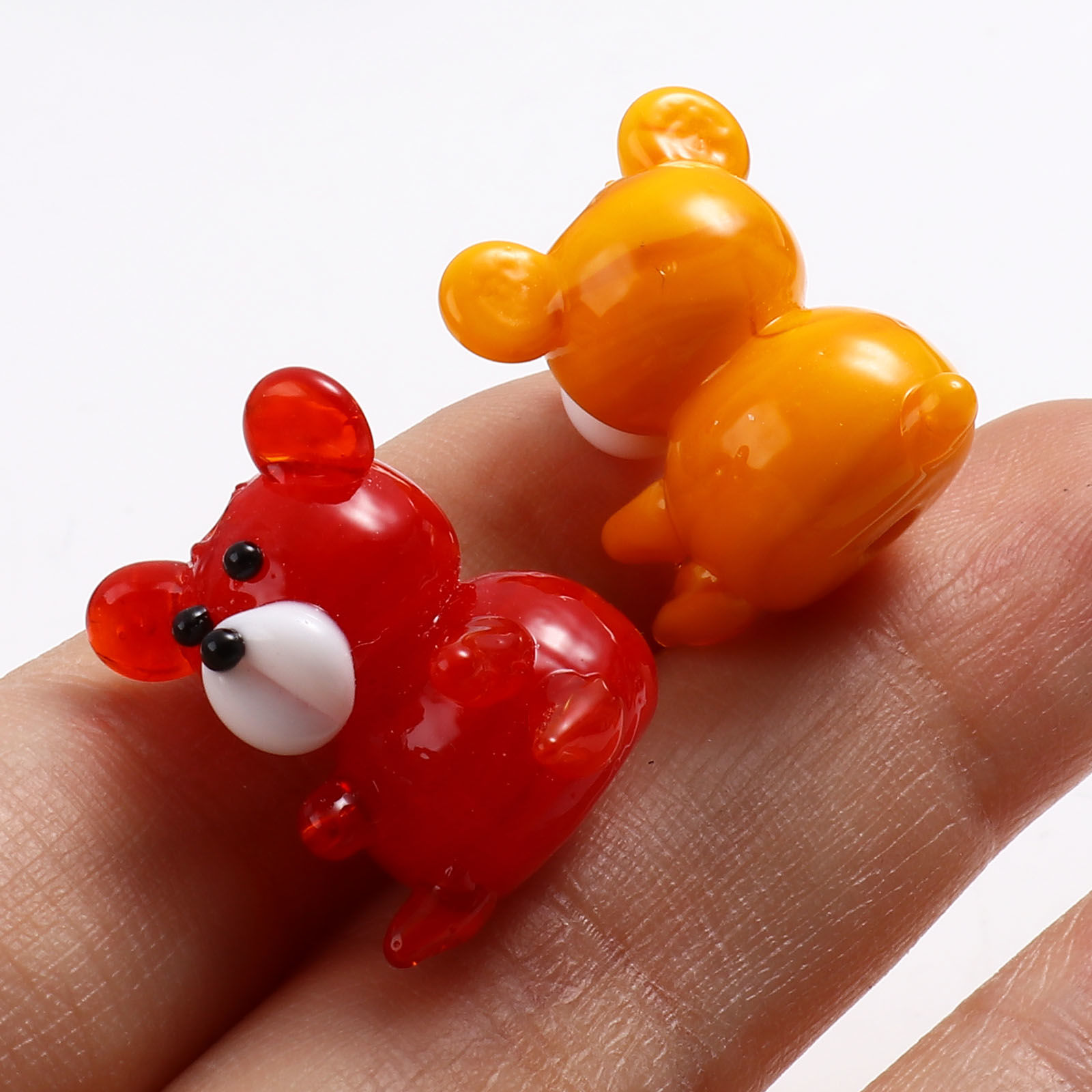 Picture of Lampwork Glass Beads Mouse Animal Multicolor About 20mm x 16mm, Hole: Approx 2.4mm, 2 PCs