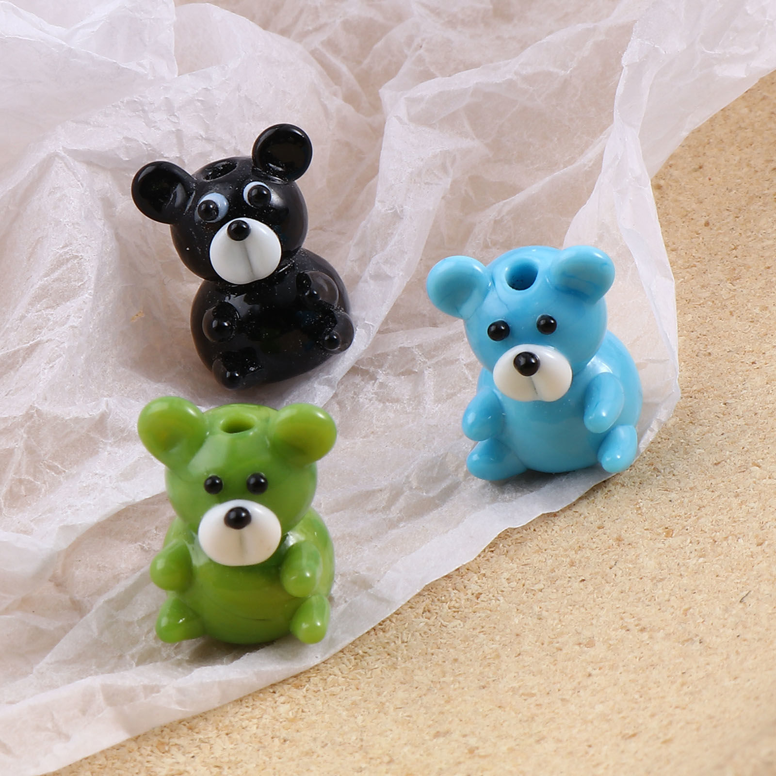 Picture of Lampwork Glass Beads Mouse Animal Multicolor About 20mm x 16mm, Hole: Approx 2.4mm, 2 PCs