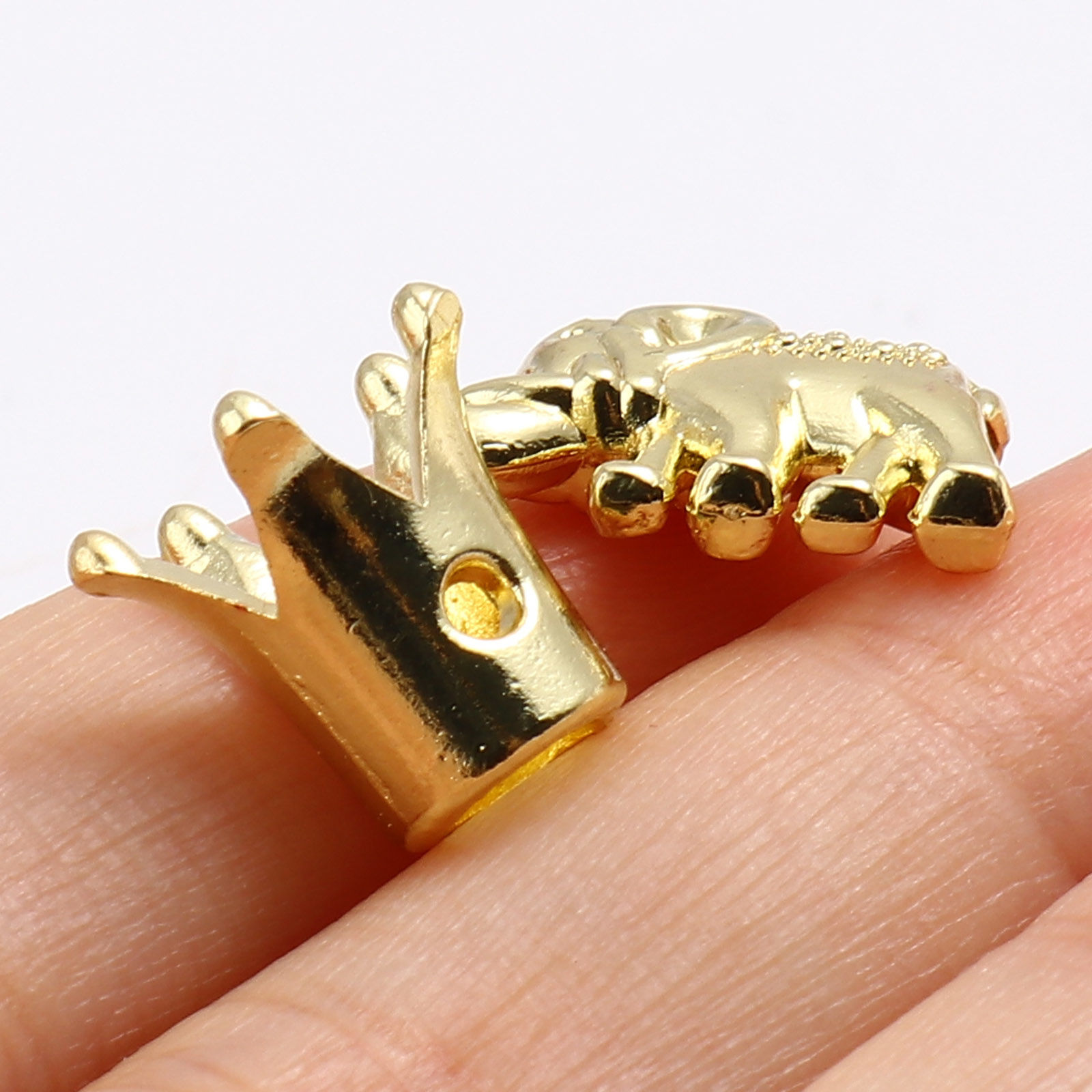 Picture of Zinc Based Alloy Spacer Large Hole Charm Beads Gold Plated 10 PCs