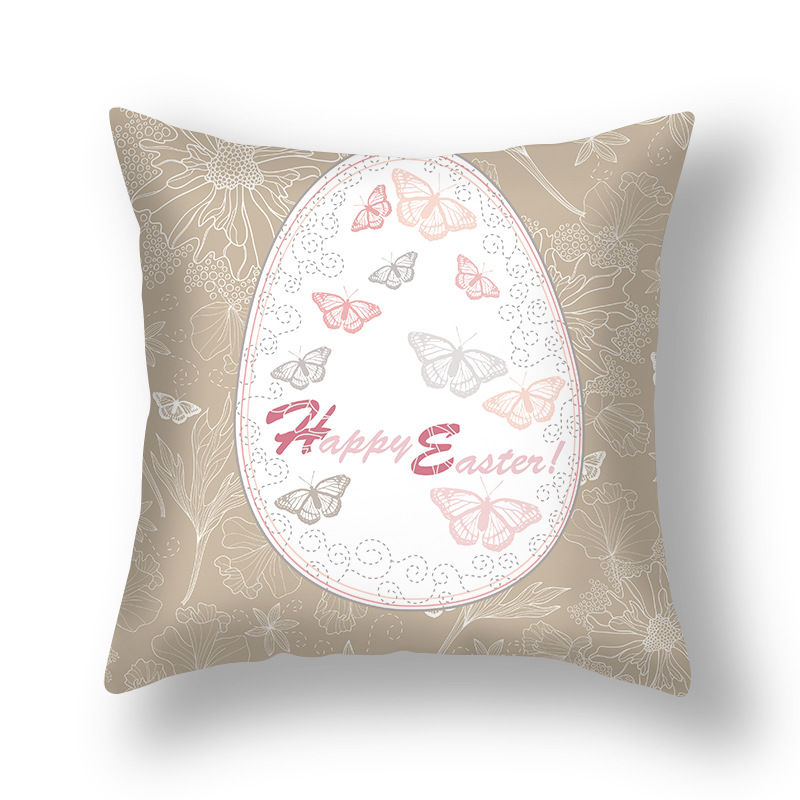 Picture of Easter Flower Pattern Short Plush Velvet Square Pillowcase Home Textile Decoration