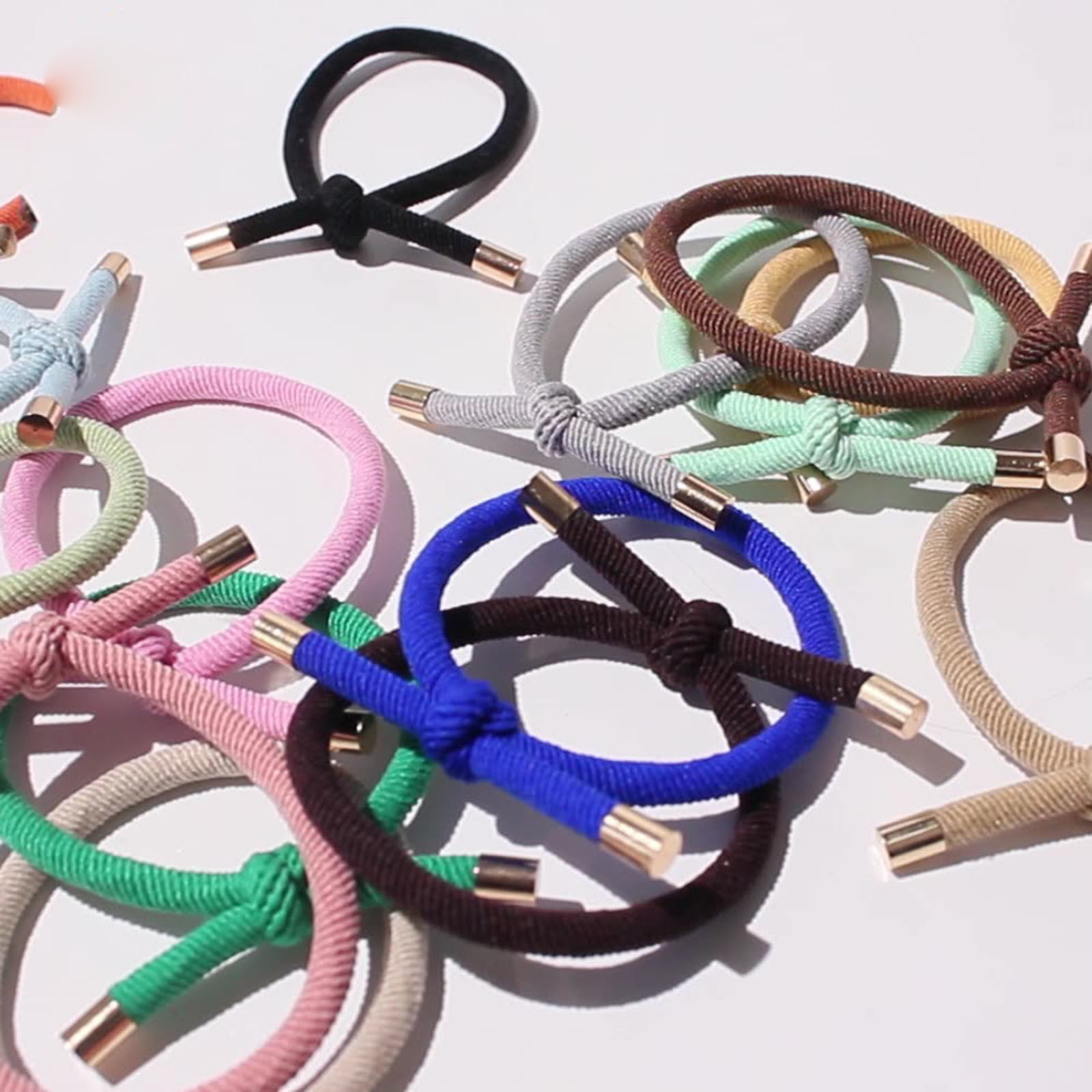 Picture of Fabric Simple Ponytail Holder Hair Ties Band Scrunchies Multicolor Knot Spiral Elastic