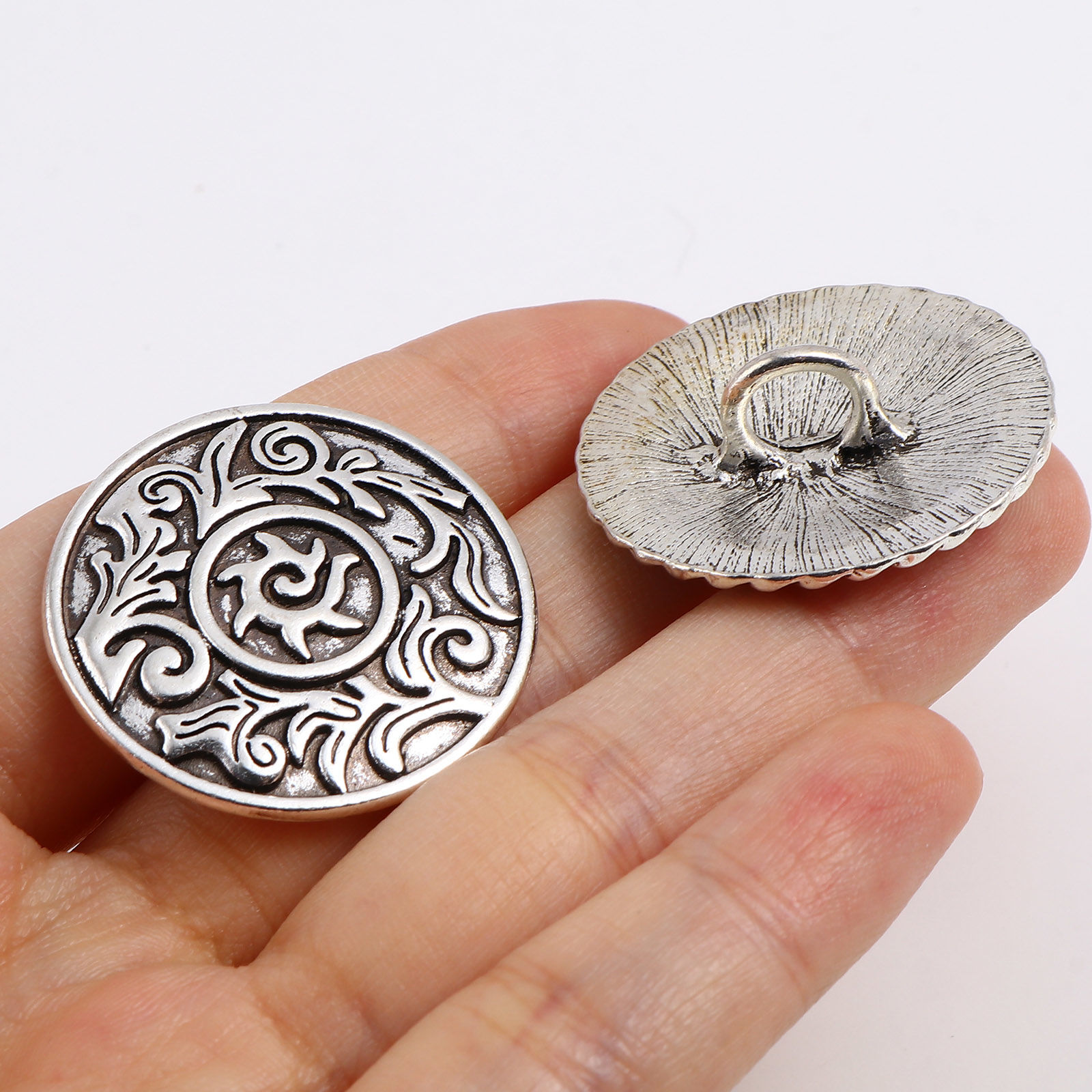 Imagen de Zamak Galaxia Metal Shank Botón Ronda Plata Antigua Estrella 3 Unidades