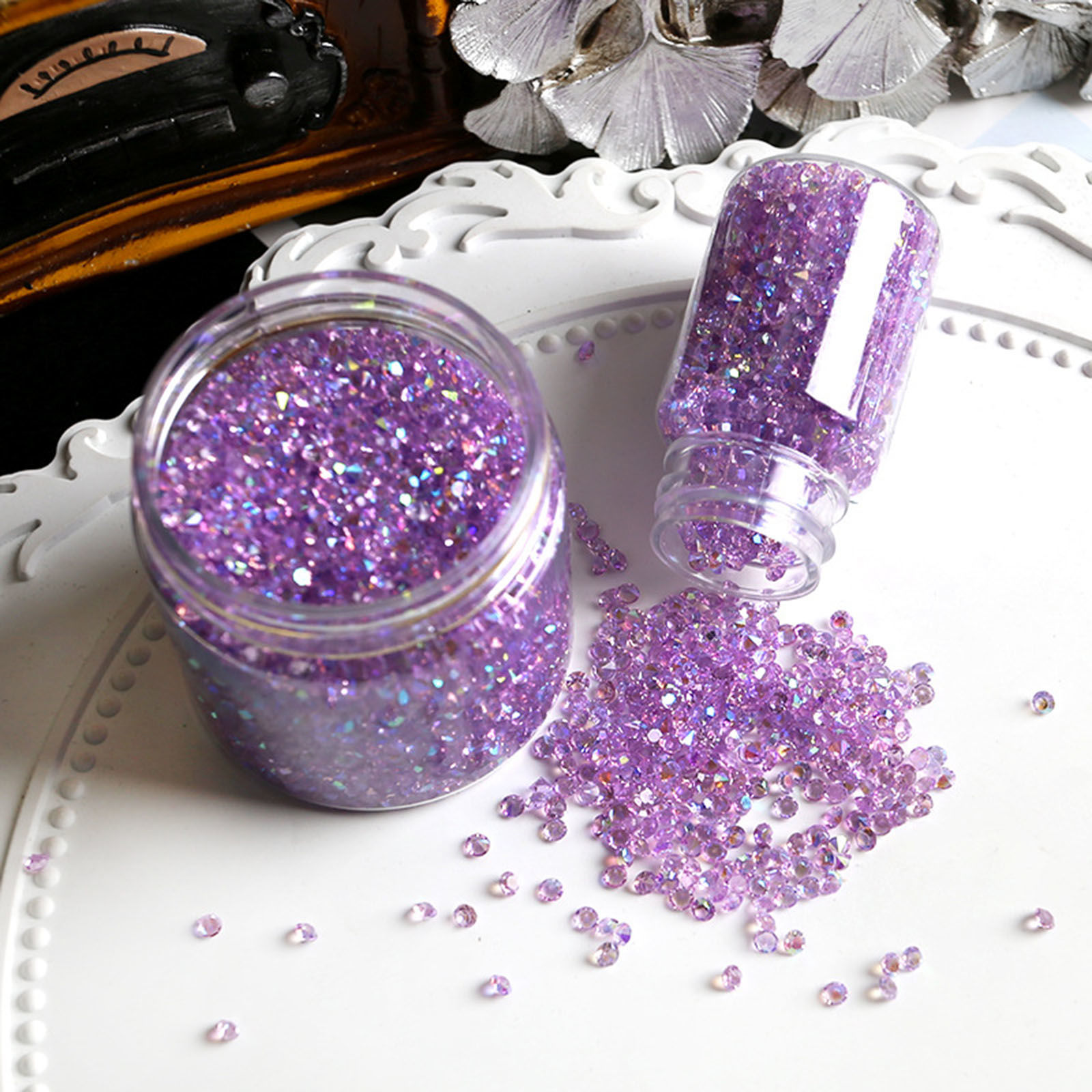 Imagen de Cristal Artesanía de Resina Relleno Material Multicolor Rhinestone 5.2cm x 3cm, 1 Botella