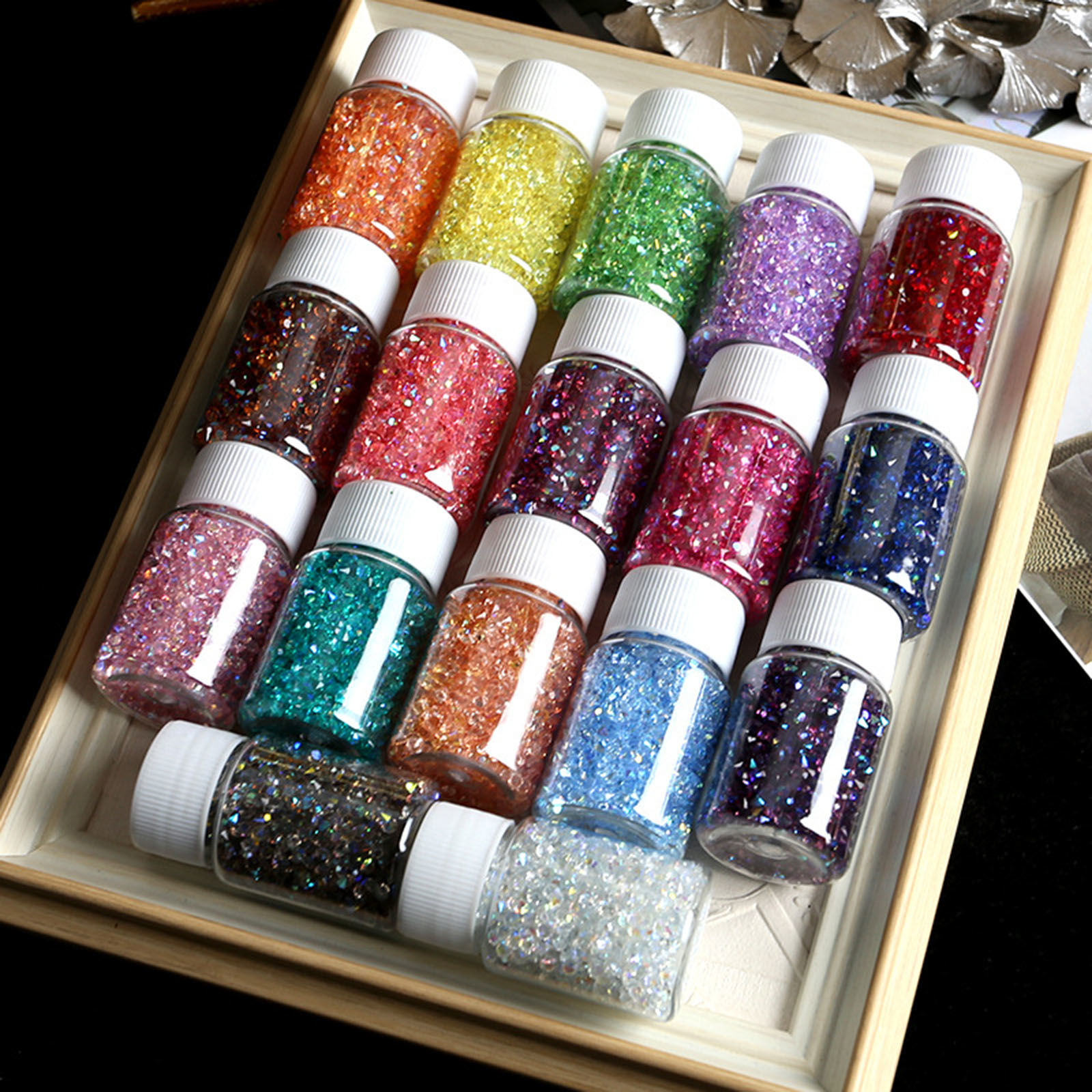 Imagen de Cristal Artesanía de Resina Relleno Material Multicolor Rhinestone 5.2cm x 3cm, 1 Botella