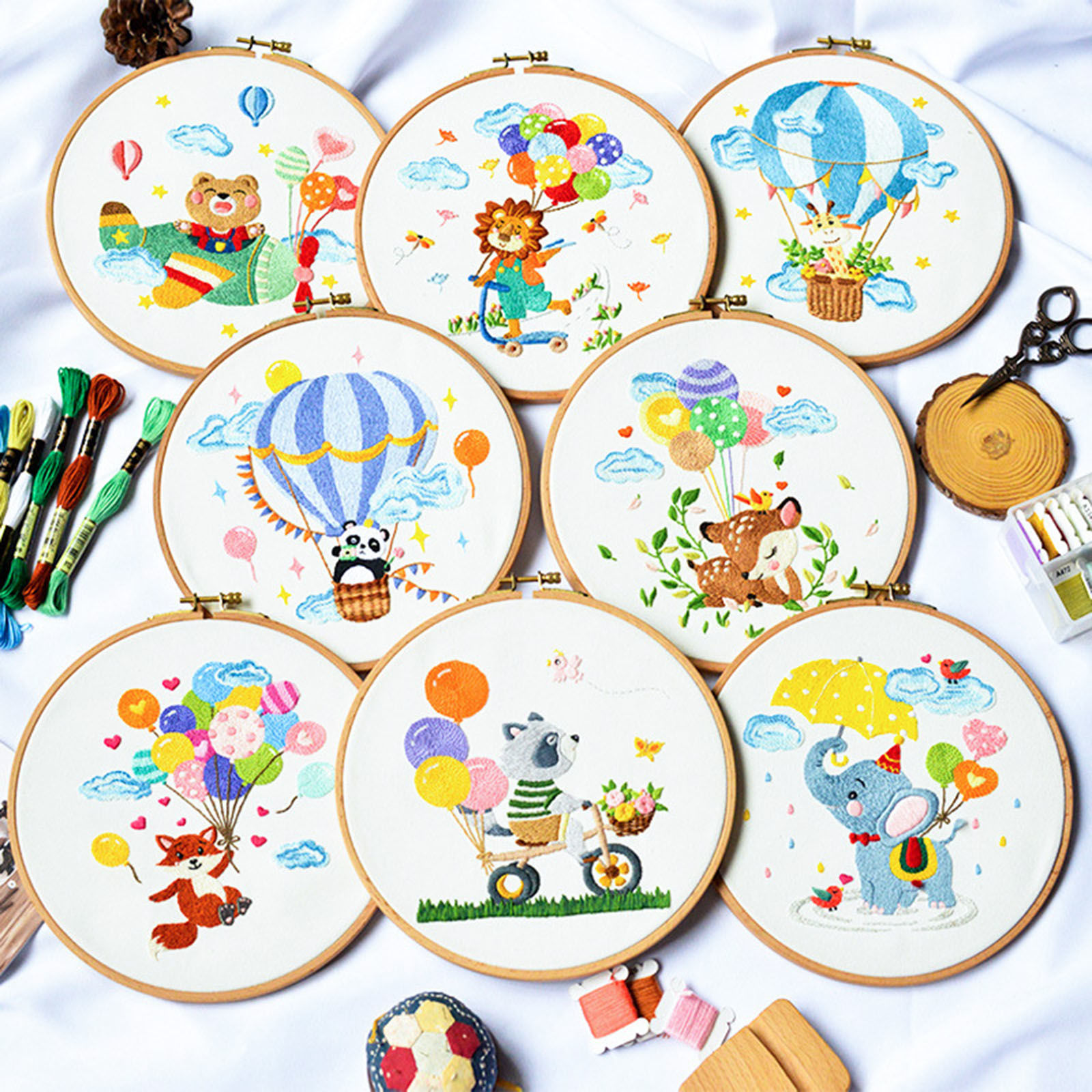 Bild von Fabric Embroidery Kit Package DIY Handmade Decoration Multicolor Animal 29cm x 29cm, 1 Set