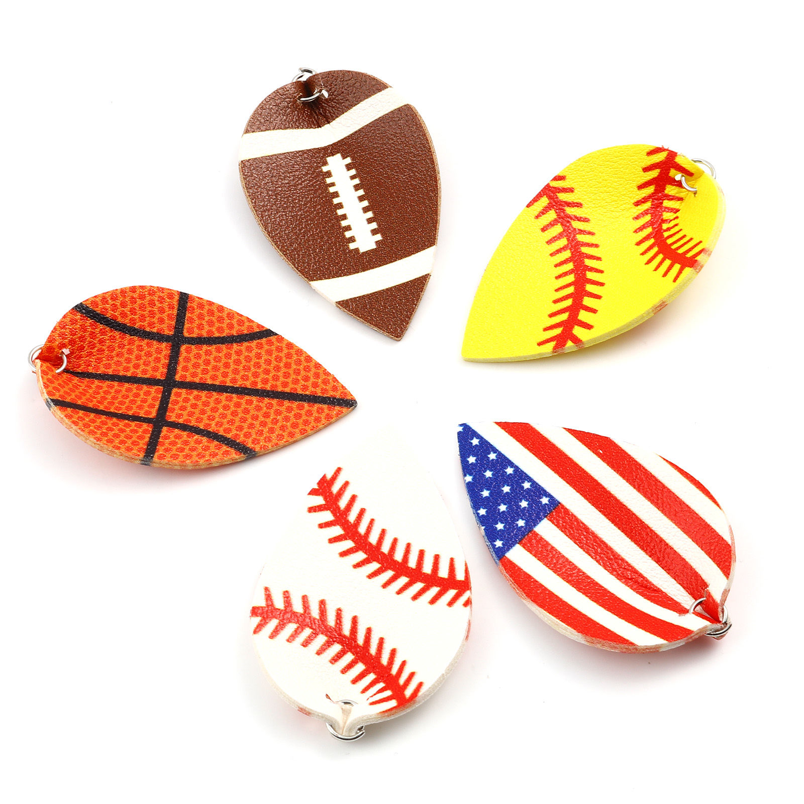 Picture of PU Leather Sport Pendants Leaf Silver Tone Multicolor
