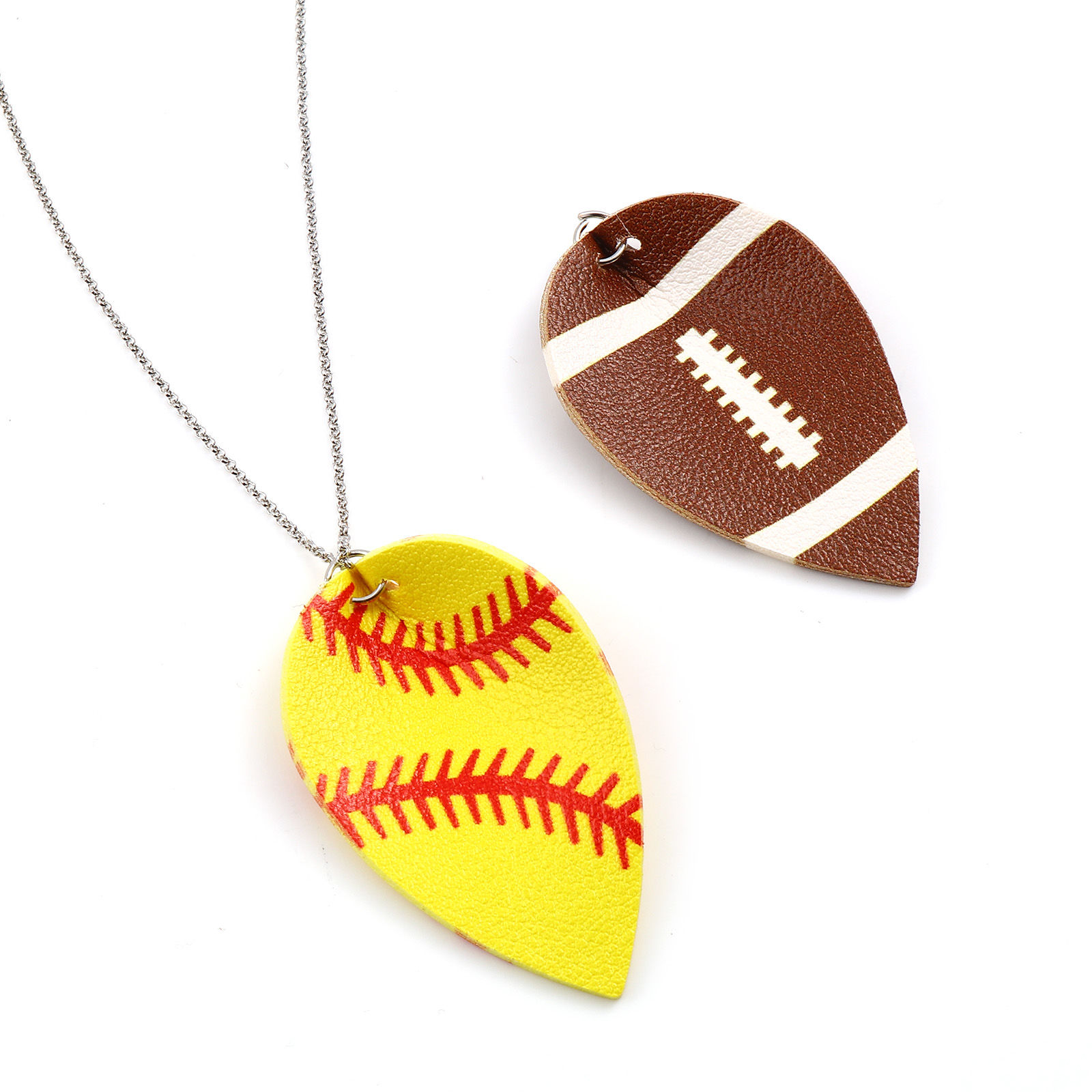 Picture of PU Leather Sport Pendants Leaf Silver Tone Multicolor