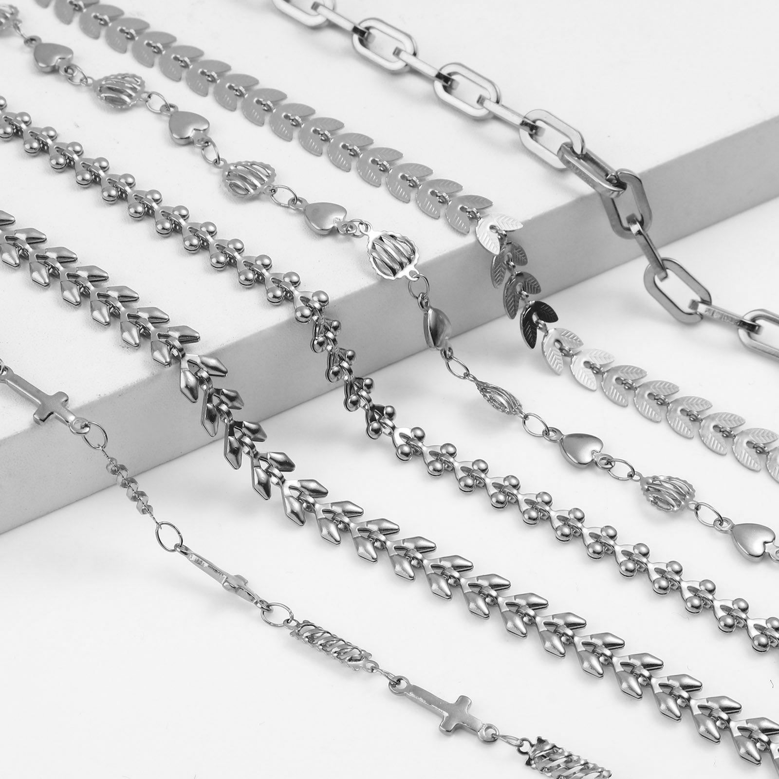 Imagen de 304 Acero Inoxidable Tobilleras Tono de Plata 1 Unidad