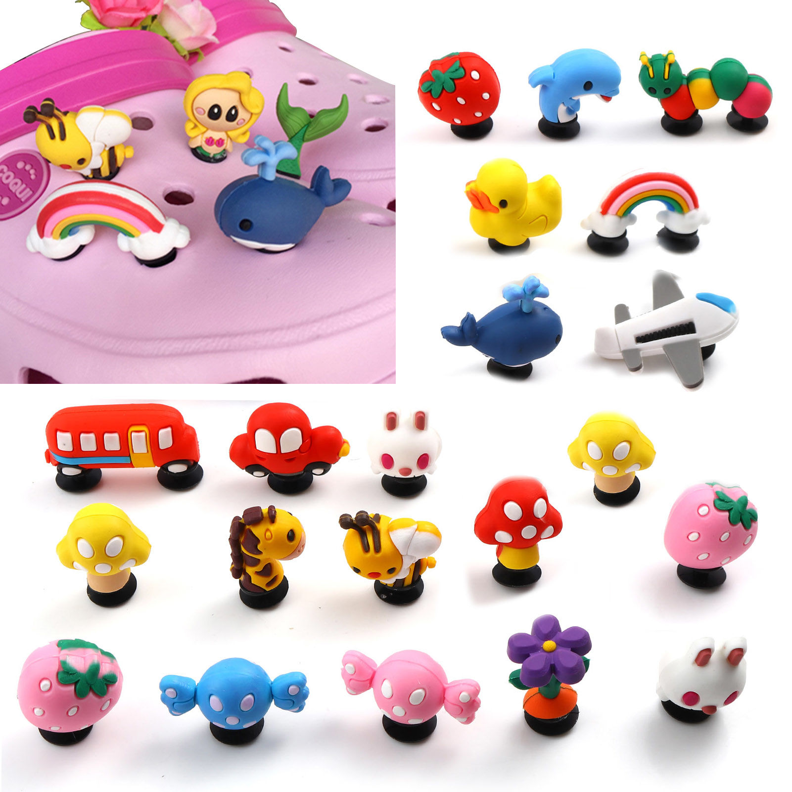 Picture of PVC 3D Shoe Charm Pins Decoration Accessories For Clog Sandals Cartoon Images Multicolor