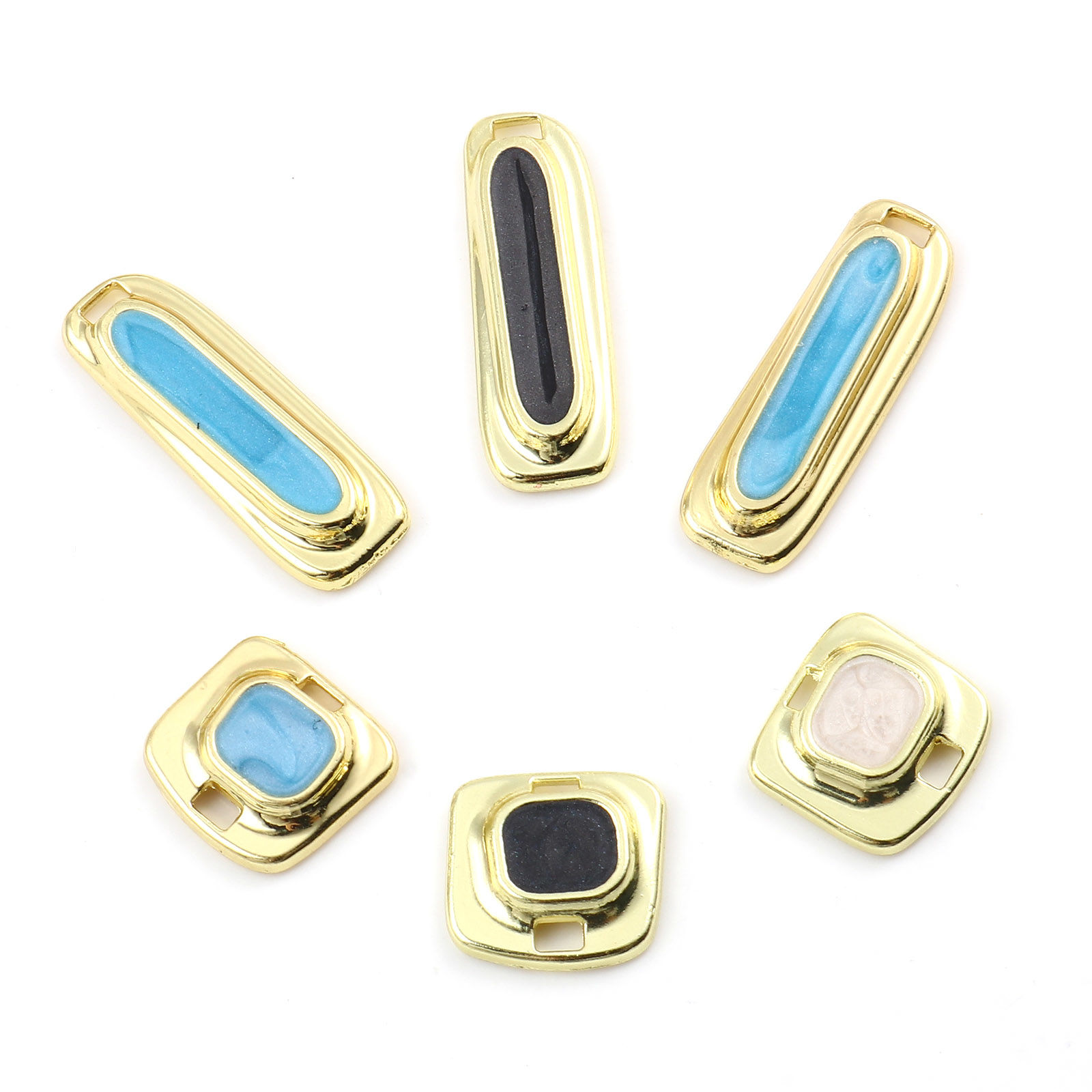 Picture of Zinc Based Alloy Charms Geometric Gold Plated Multicolor Enamel