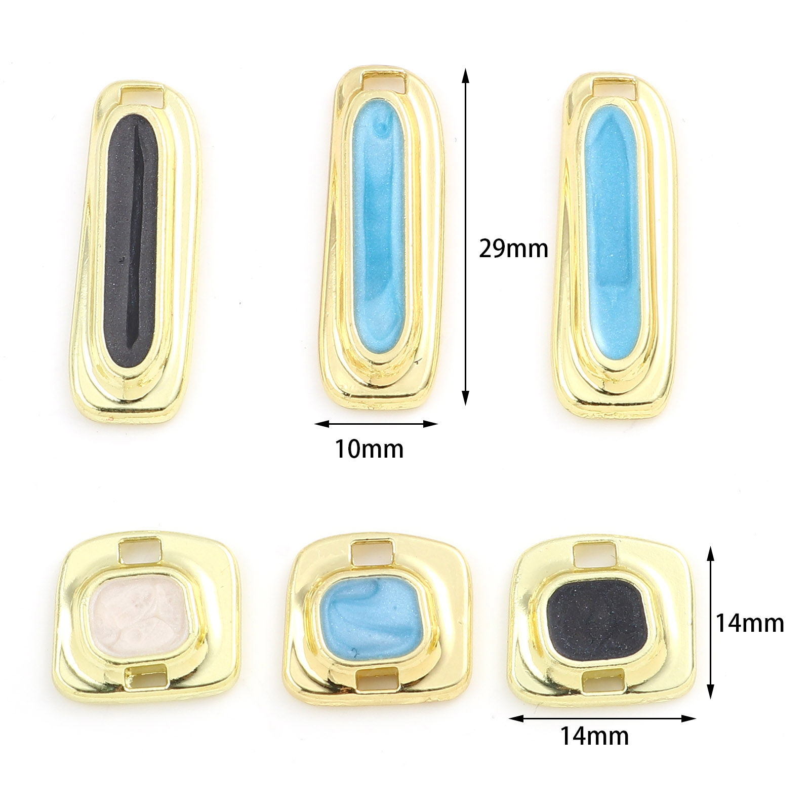 Picture of Zinc Based Alloy Charms Geometric Gold Plated Multicolor Enamel