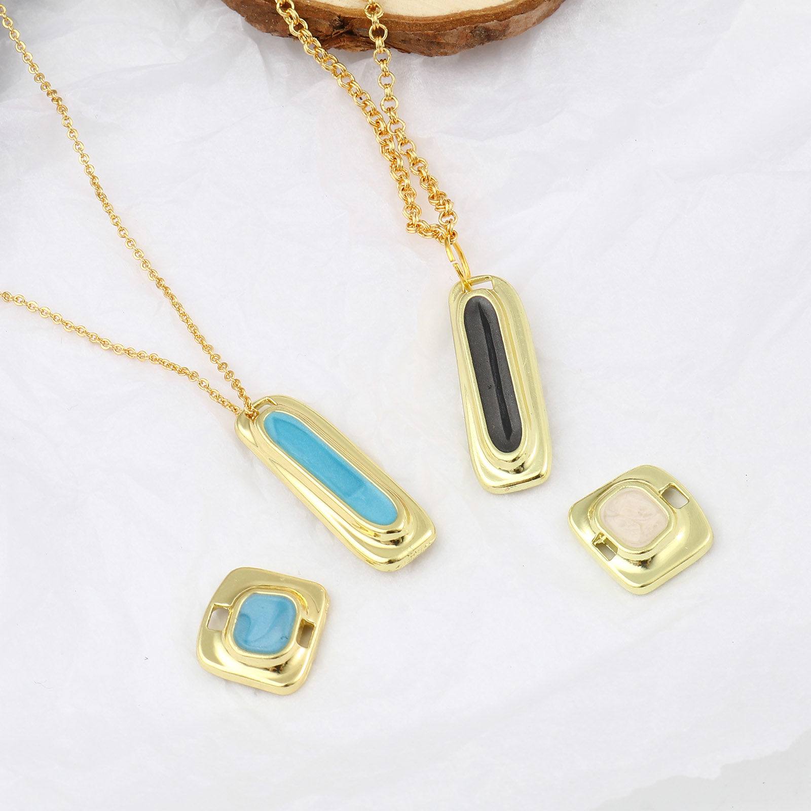 Picture of Zinc Based Alloy Charms Geometric Gold Plated Multicolor Enamel