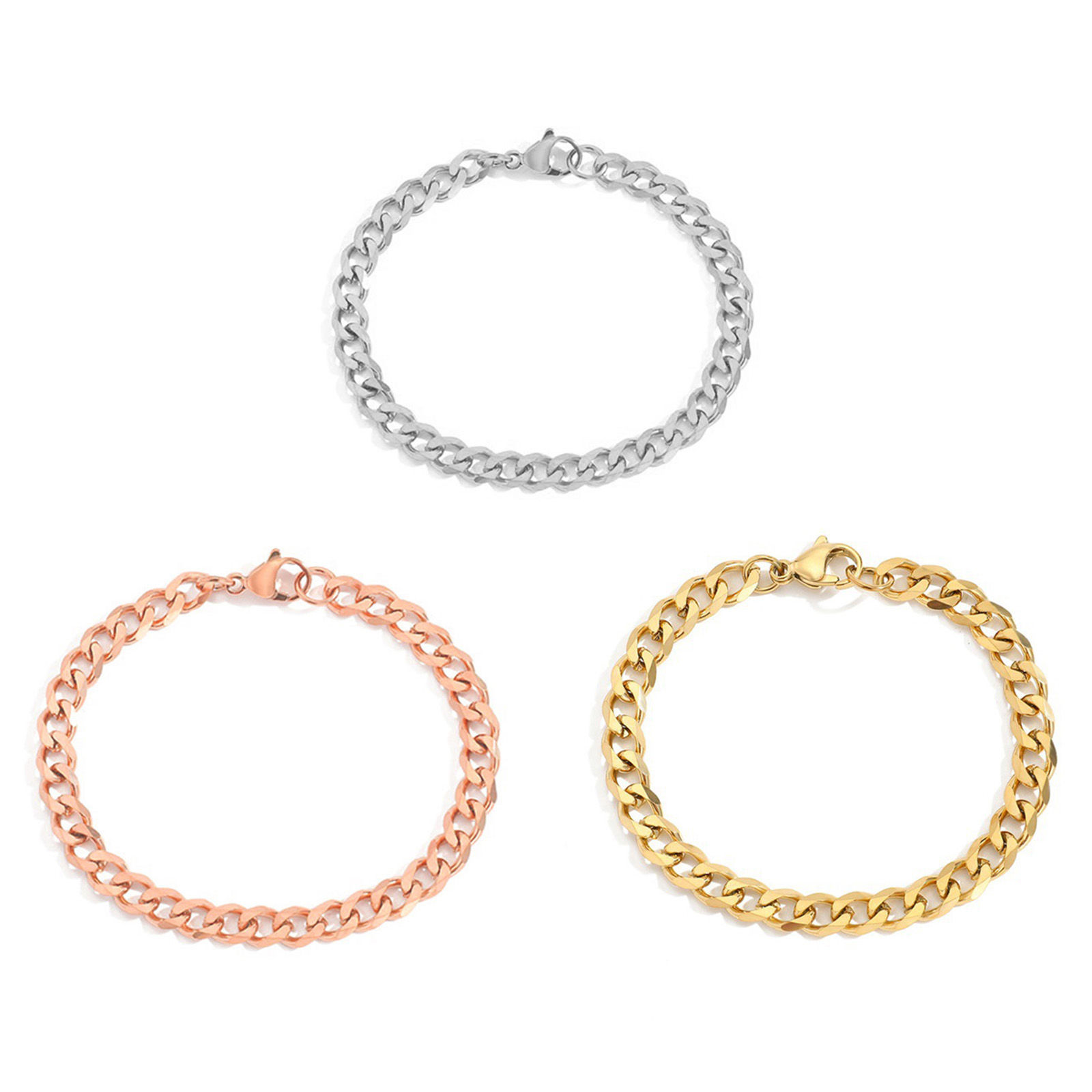 Bild von Edelstahl Stilvoll Kubanische Gliederkette Armband Bunt 1 Strang