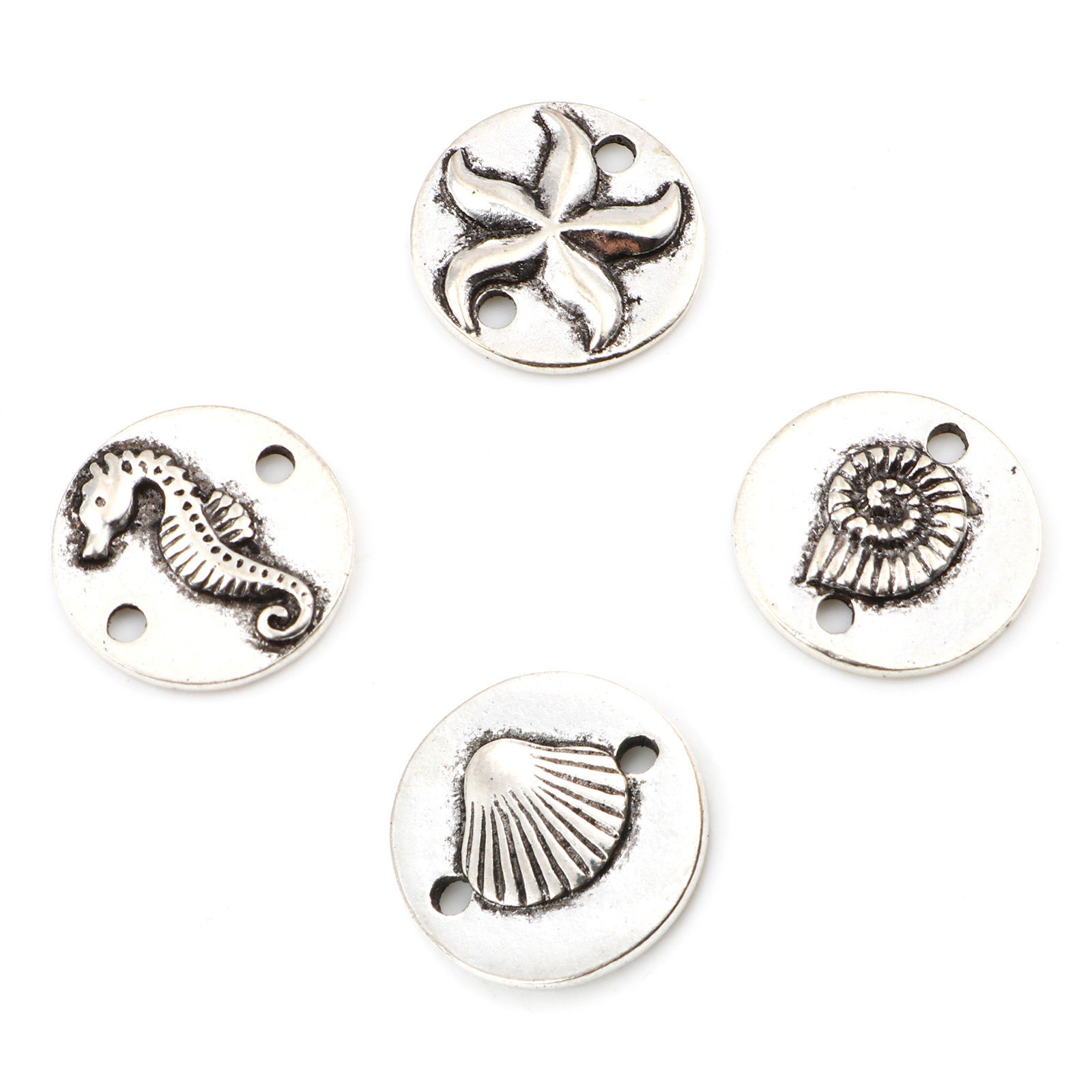 Imagen de Zamak Joyería del océano Conectores Ronda Plata Antigua 