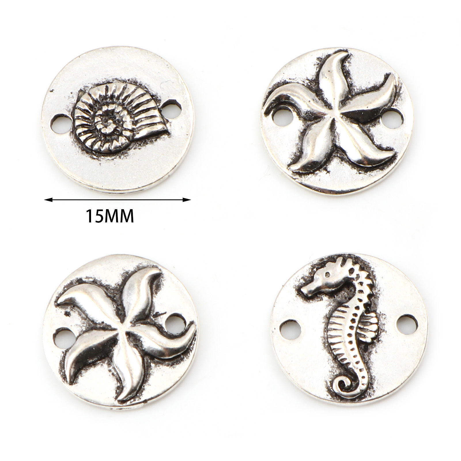 Imagen de Zamak Joyería del océano Conectores Ronda Plata Antigua 