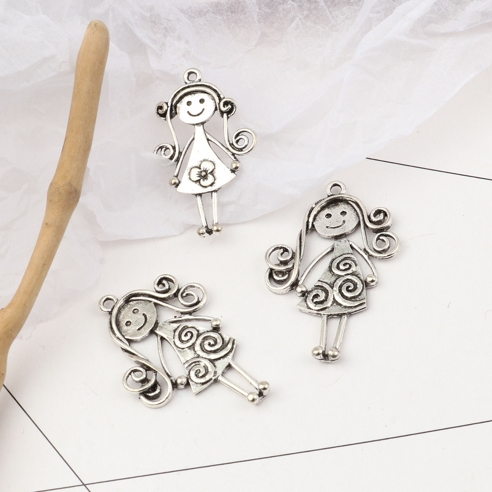 Picture of Zinc Based Alloy Pendants Girl Antique Silver Color