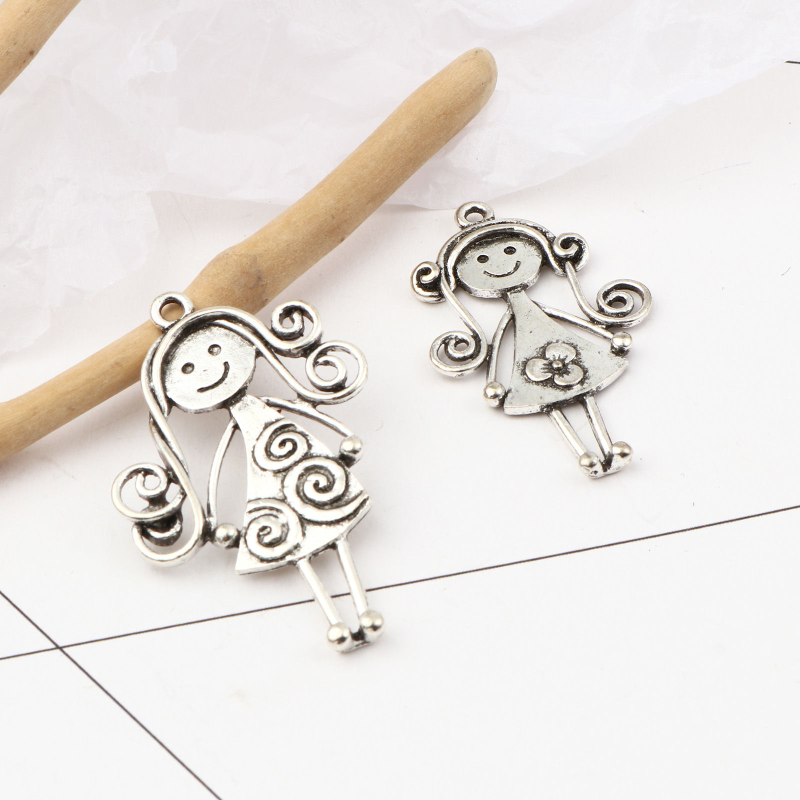 Picture of Zinc Based Alloy Pendants Girl Antique Silver Color