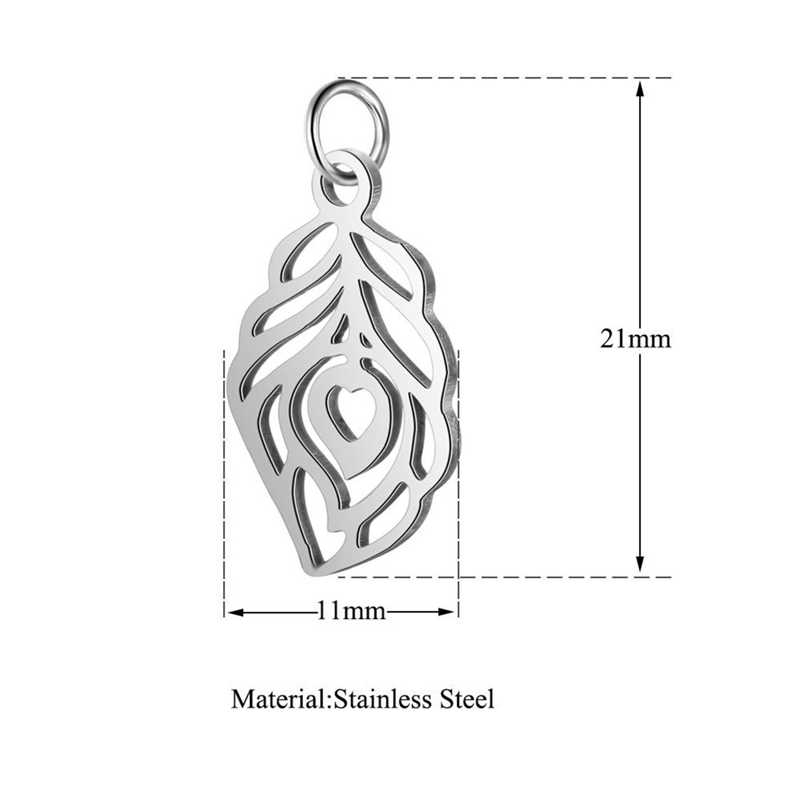 Picture of 304 Stainless Steel Charms Feather Multicolor