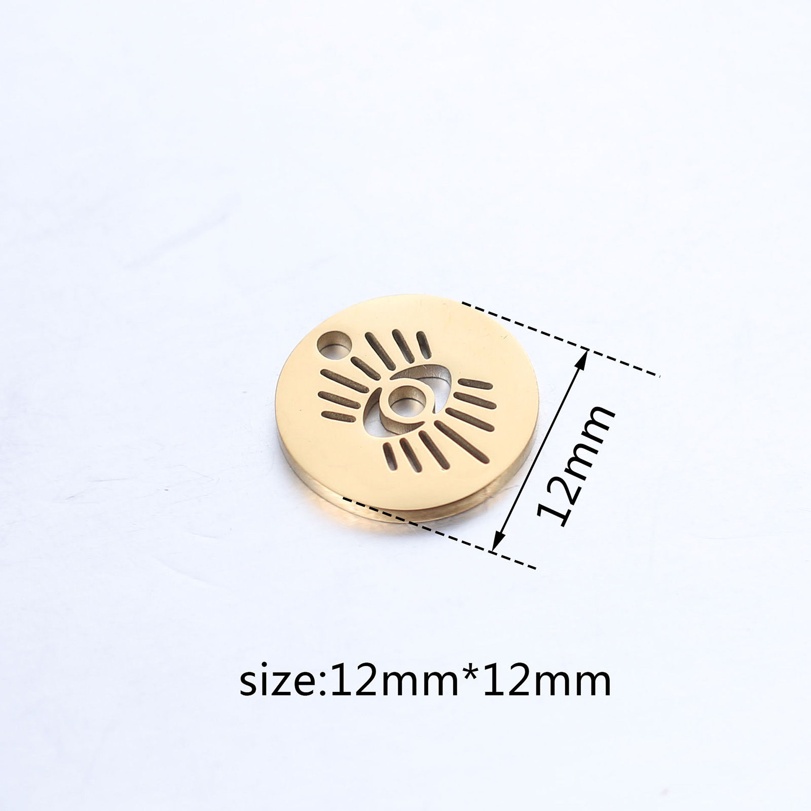 Picture of 304 Stainless Steel Religious Charms Round Disc Multicolor Evil Eye