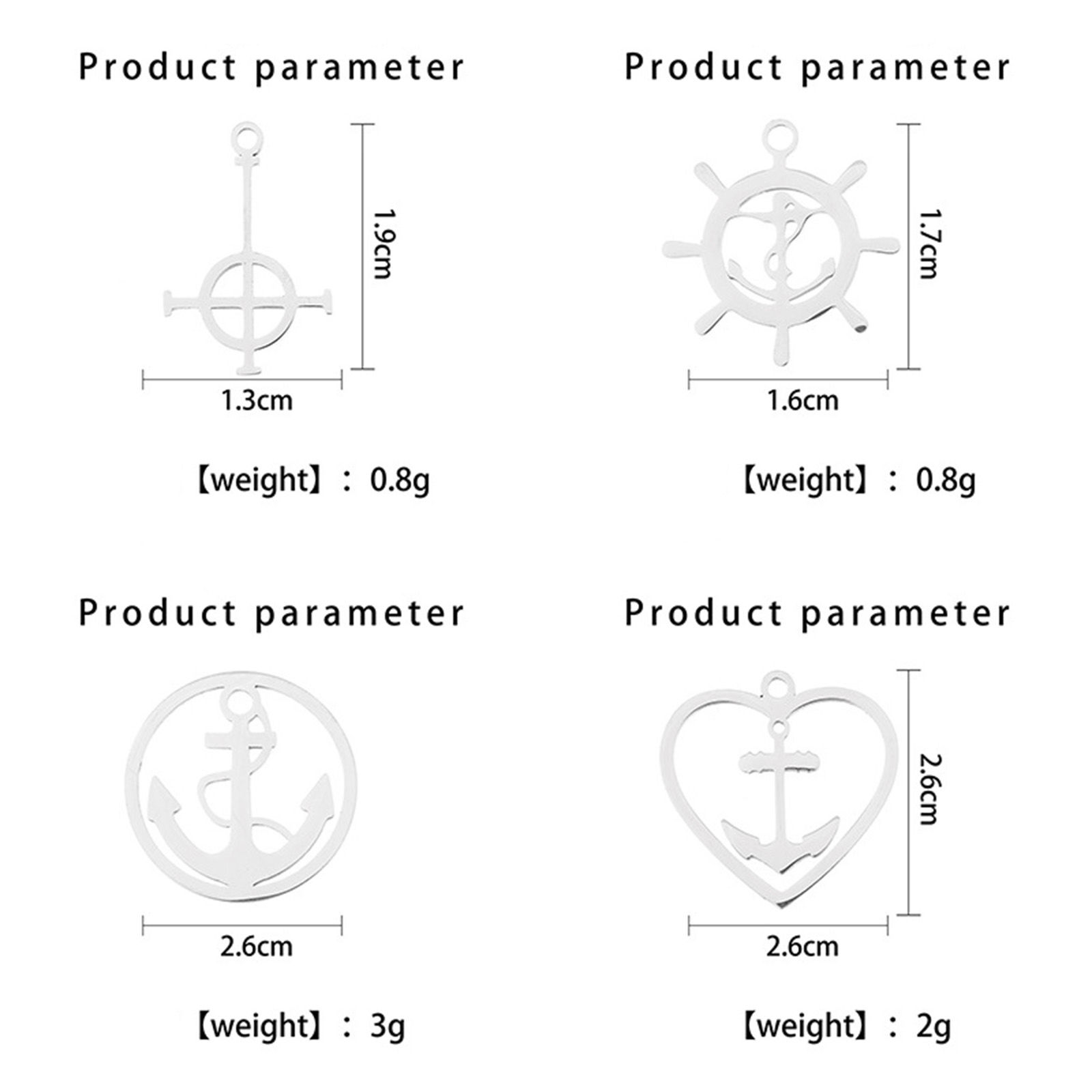 Picture of Stainless Steel Charms Rudder Silver Tone Anchor