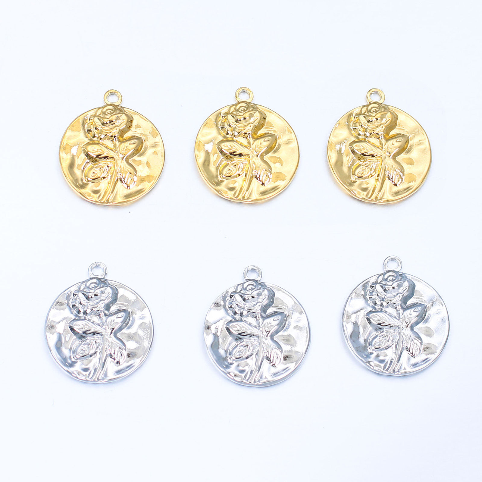 Picture of 304 Stainless Steel Casting Charms Round Multicolor Rose Flower