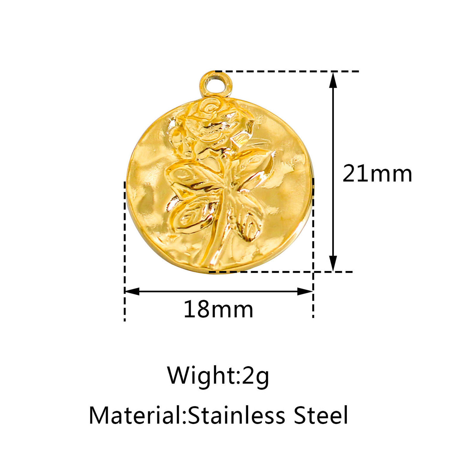 Picture of 304 Stainless Steel Casting Charms Round Multicolor Rose Flower