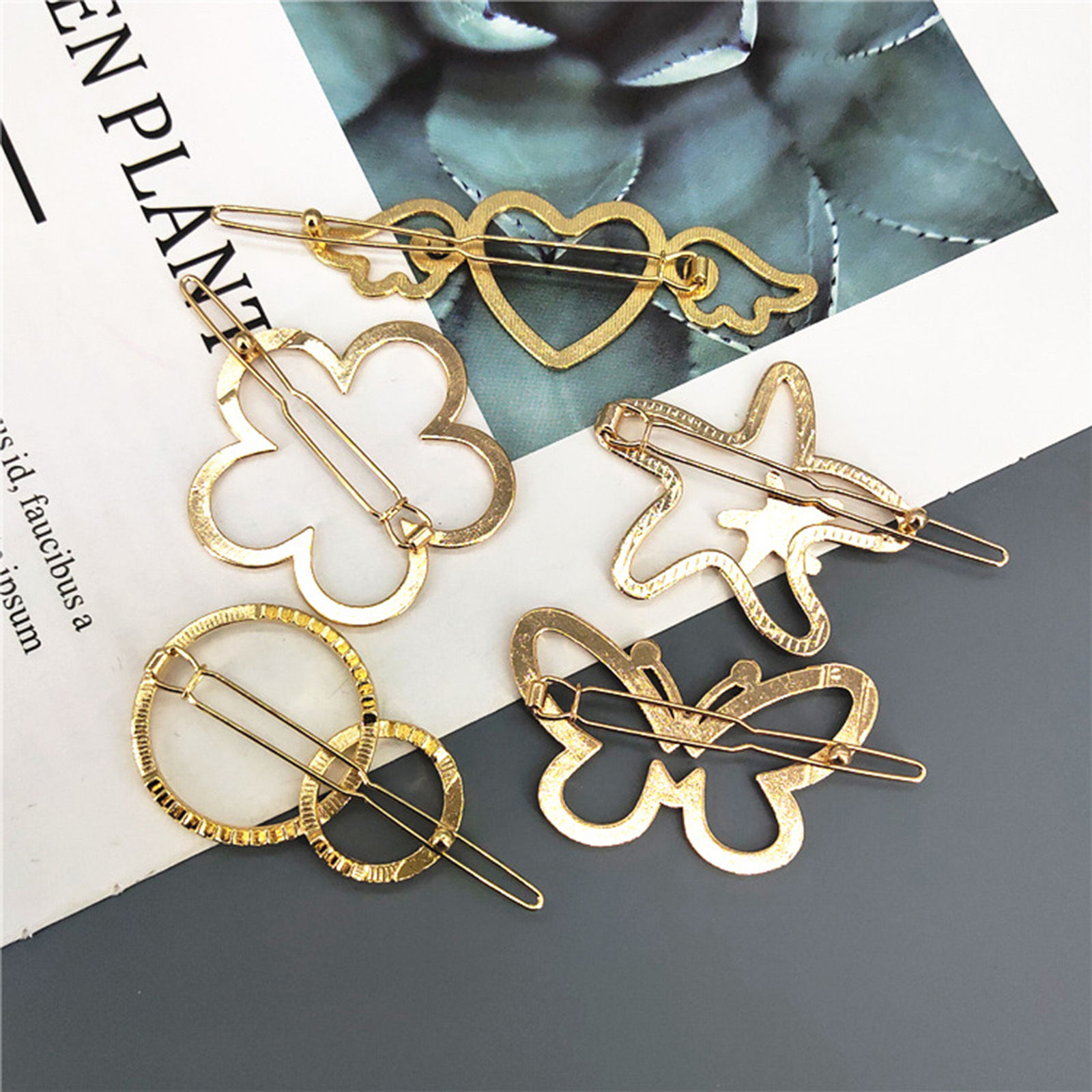 Picture of Simple Hair Clips Gold Plated Geometric Hollow